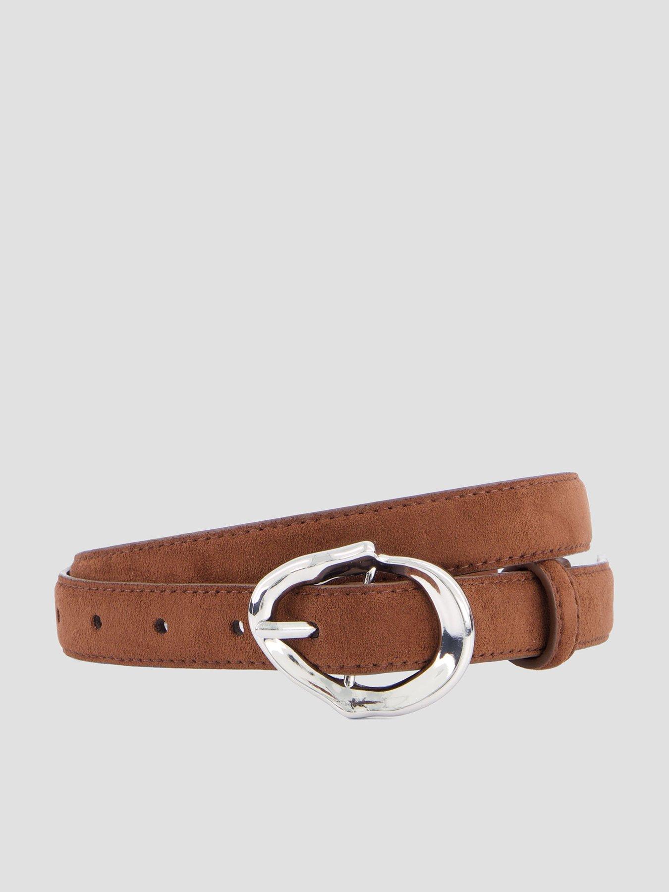 The Very Collection Oval Hammered Buckle Belt - Brown