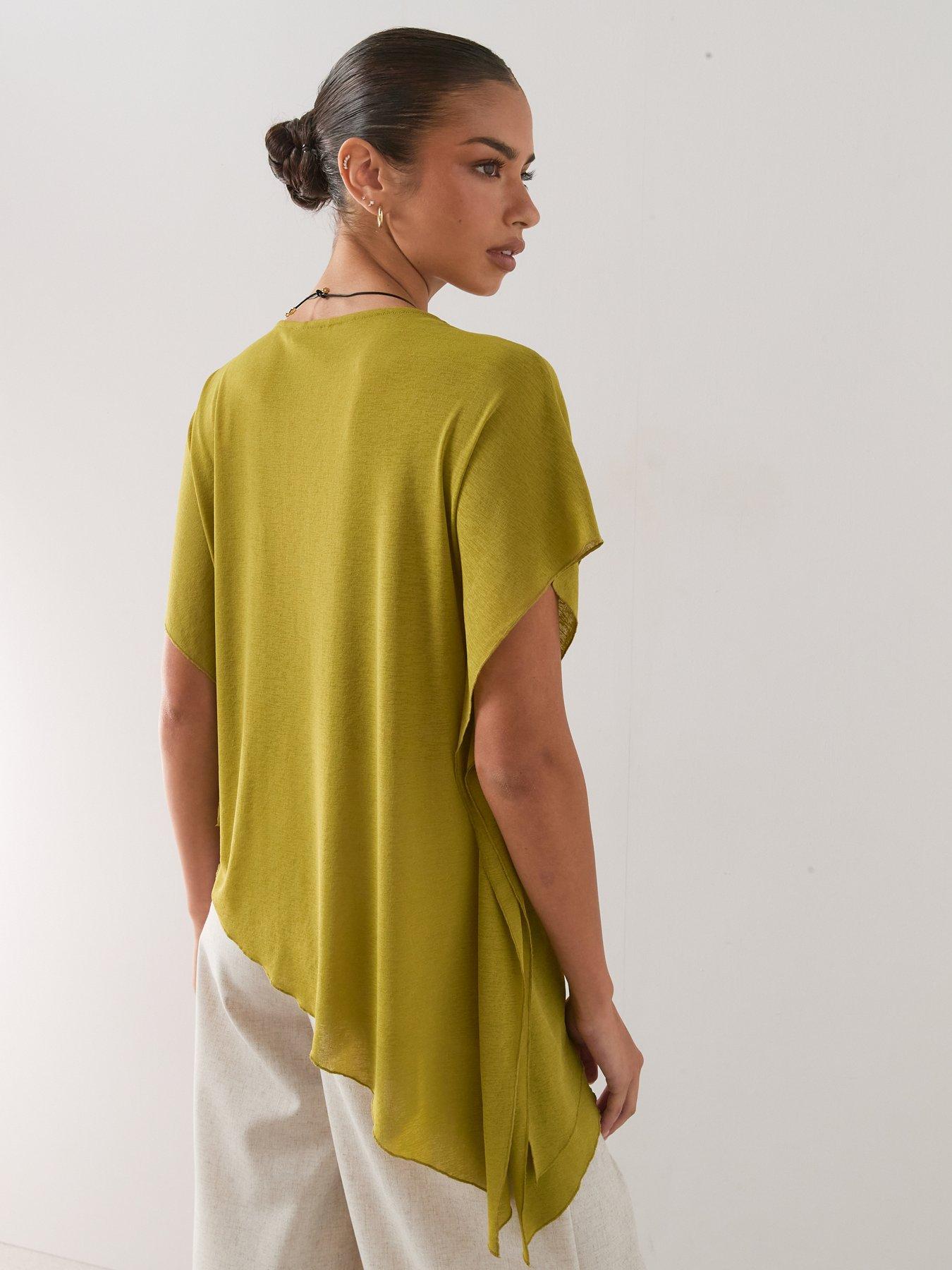 Image 2 of 7 of The Very Collection Asymmetric Draped Top - Green