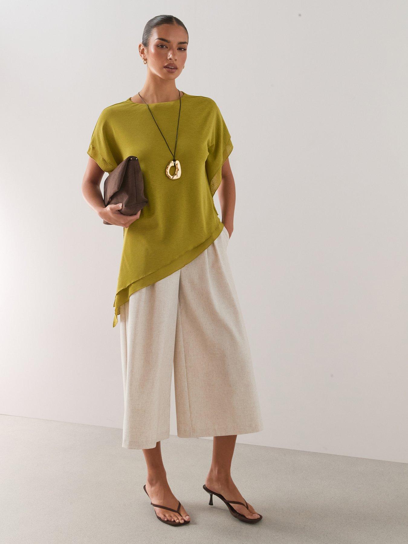 Image 3 of 7 of The Very Collection Asymmetric Draped Top - Green
