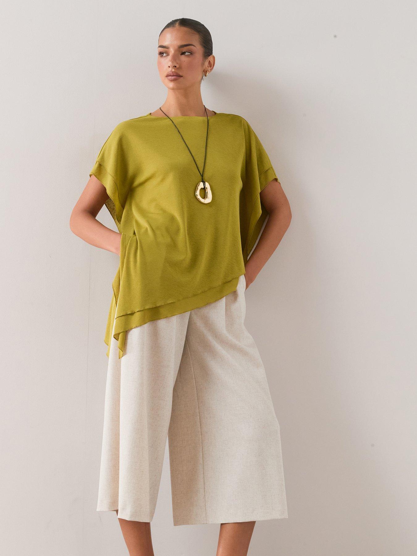 Image 5 of 7 of The Very Collection Asymmetric Draped Top - Green