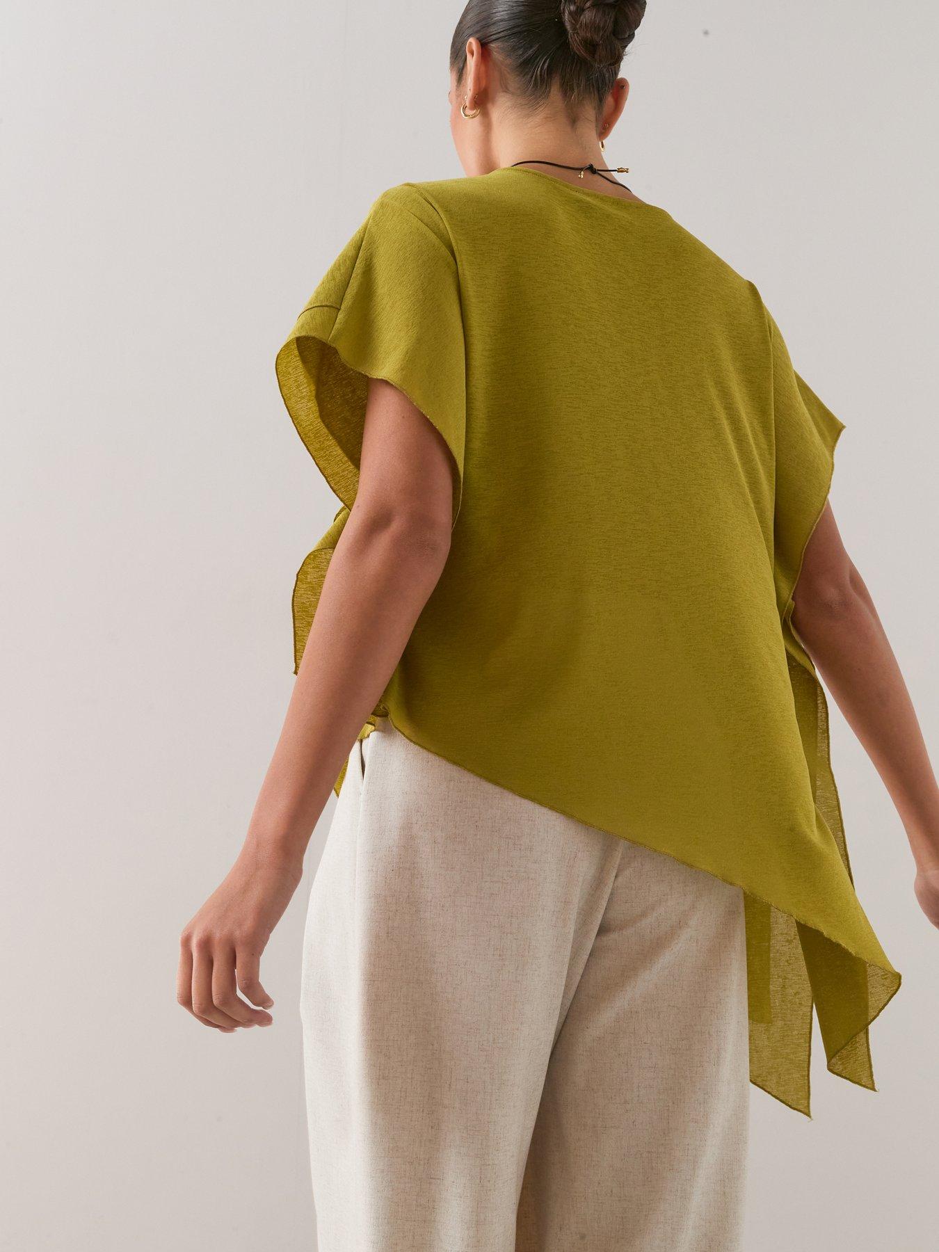 Image 6 of 7 of The Very Collection Asymmetric Draped Top - Green