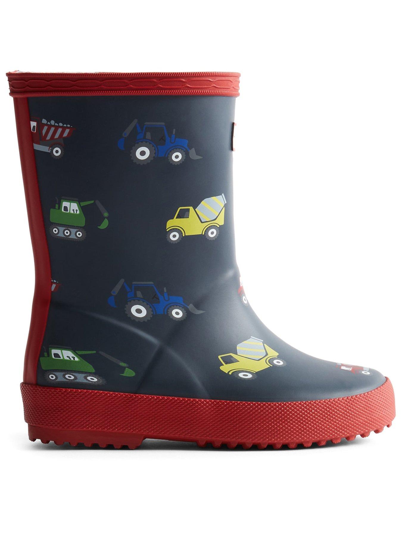 Hunter Kids First Construction Print Boot - Navy