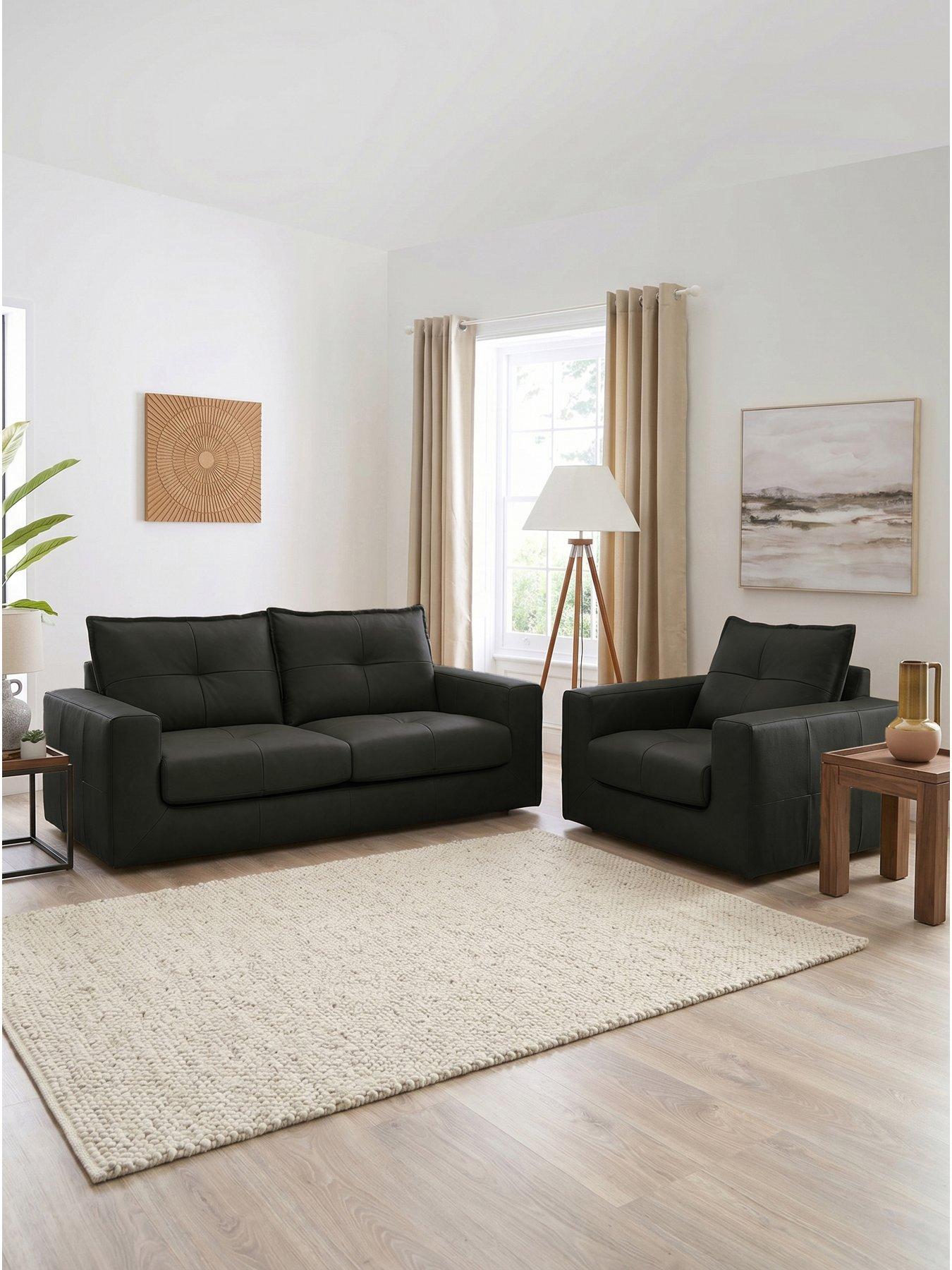 The Very Collection Tribeca 3 Seater Leather Sofa + Chair