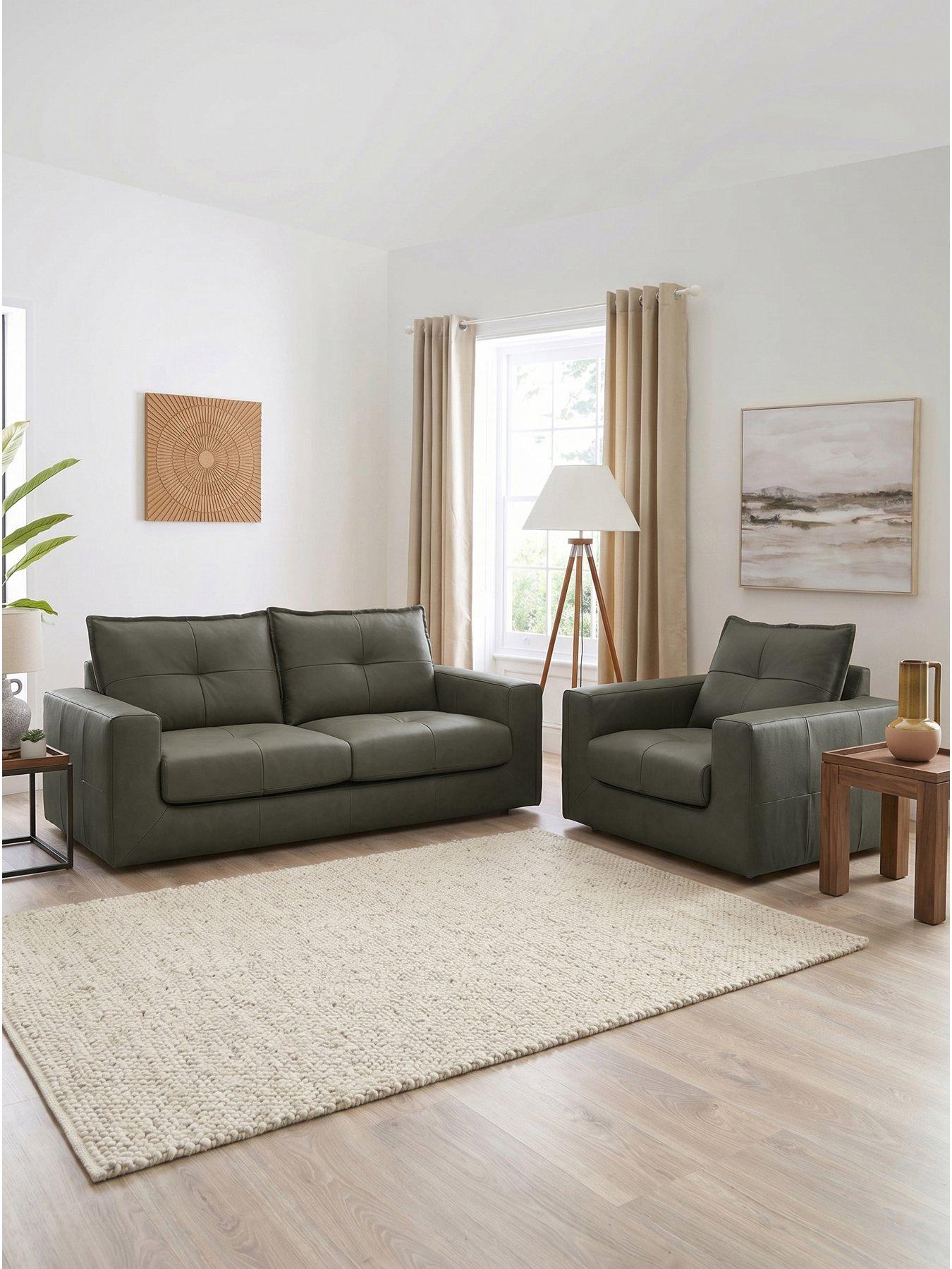 The Very Collection Tribeca 3 Seater Leather Sofa + Chair - FSC® Certified