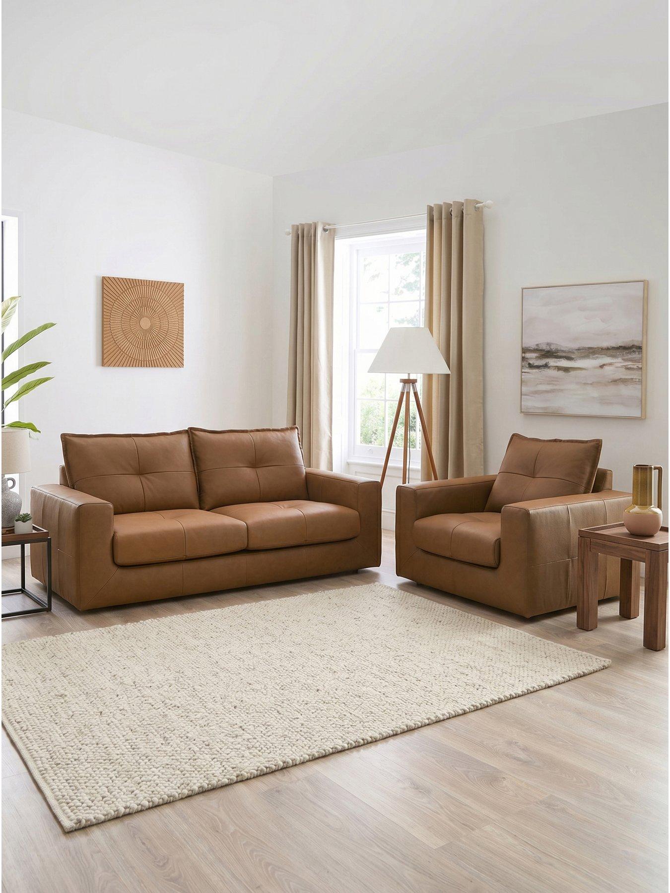 The Very Collection Tribeca 3 Seater Leather Sofa + Chair