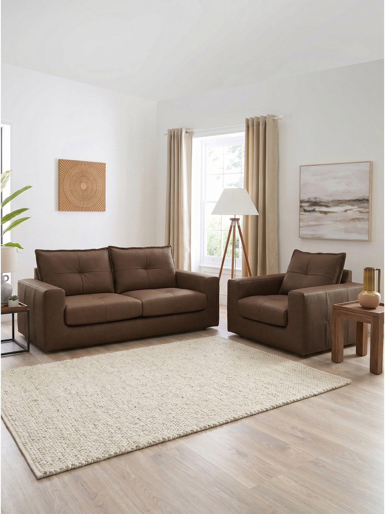 The Very Collection Tribeca 3 Seater Leather Sofa + Chair - FSC® Certified