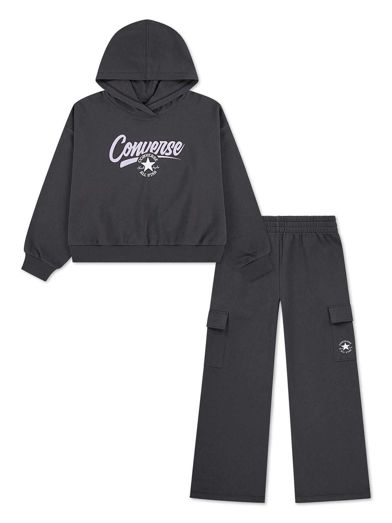 Converse Girls Hoodie And Cargo Pant Set - Black