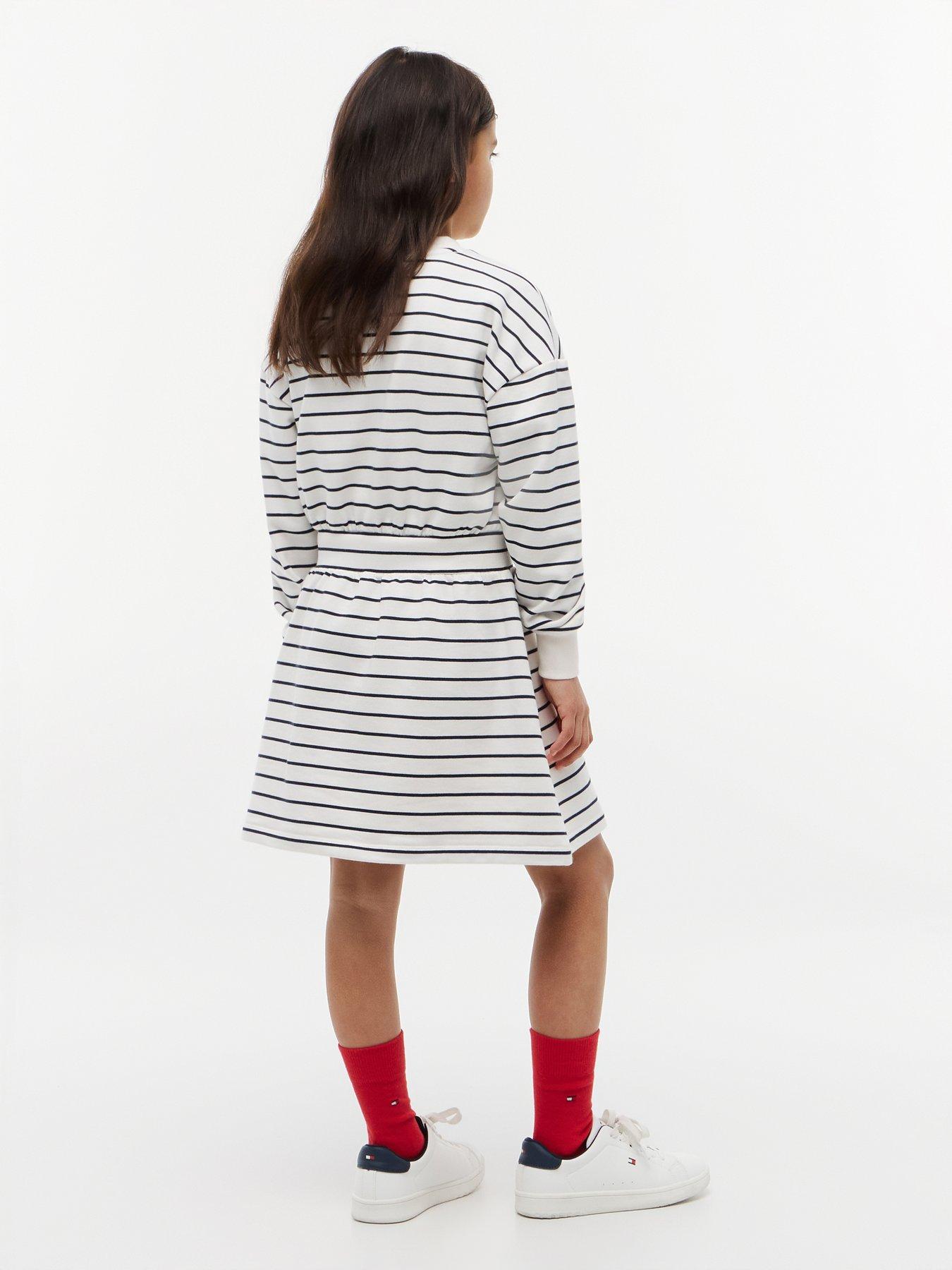 Image 2 of 4 of Tommy Hilfiger Stripe Relaxed Sweatshirt Dress - Dark Night Navy Stripes