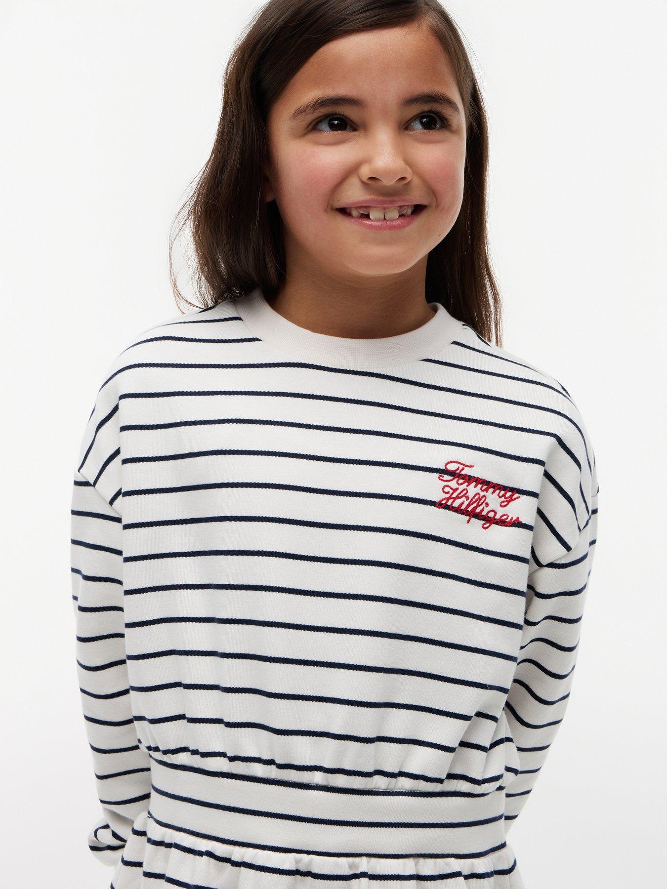Image 3 of 4 of Tommy Hilfiger Stripe Relaxed Sweatshirt Dress - Dark Night Navy Stripes
