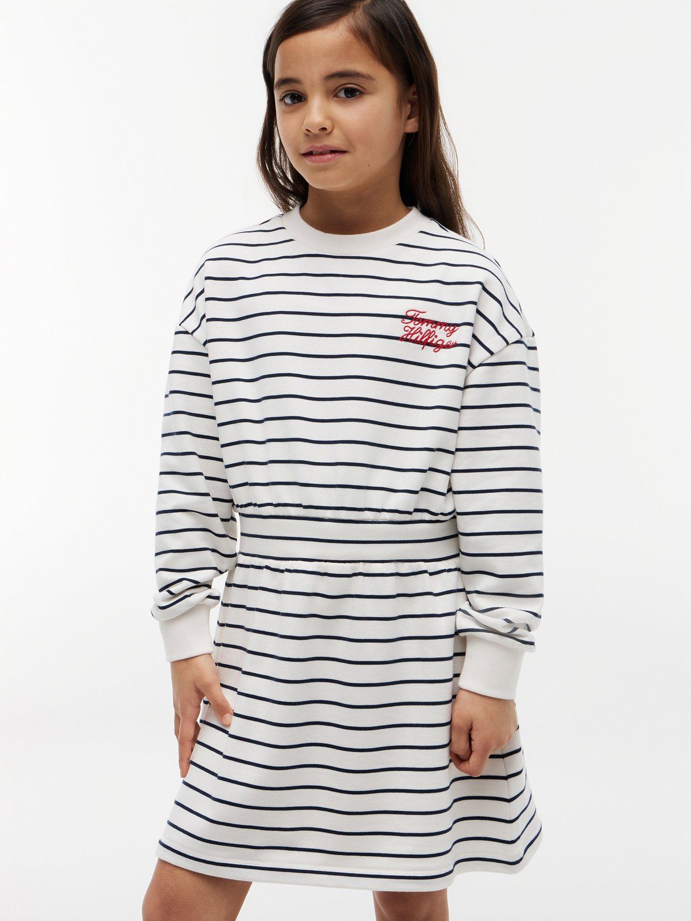 Image 4 of 4 of Tommy Hilfiger Stripe Relaxed Sweatshirt Dress - Dark Night Navy Stripes