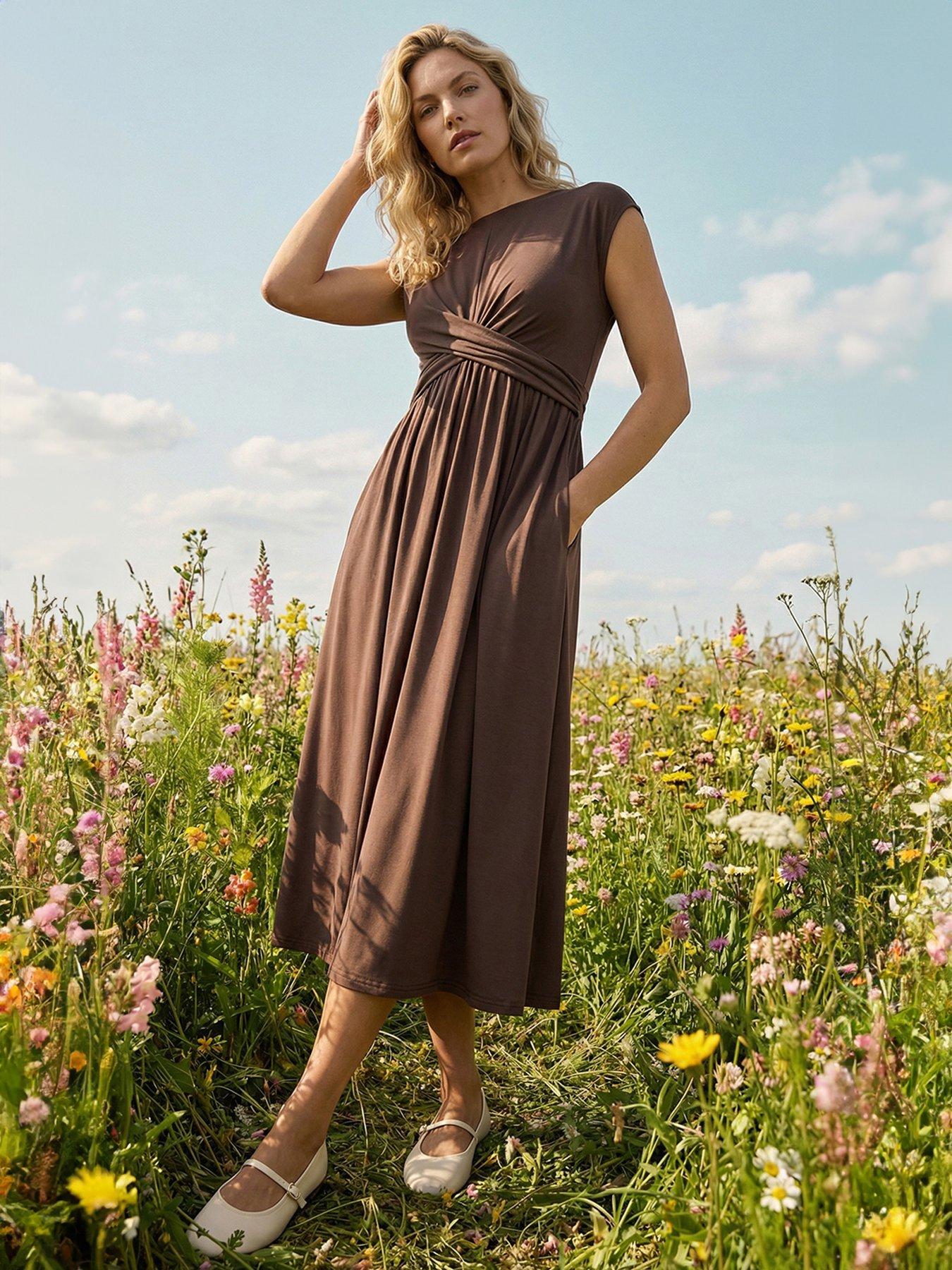 roman-crossover-front-stretch-midi-dressfront