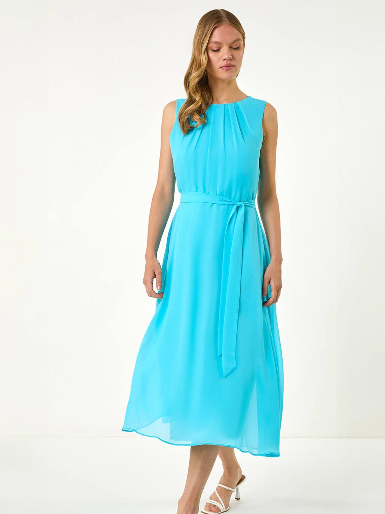 roman-chiffon-pleat-neck-midi-dressfront