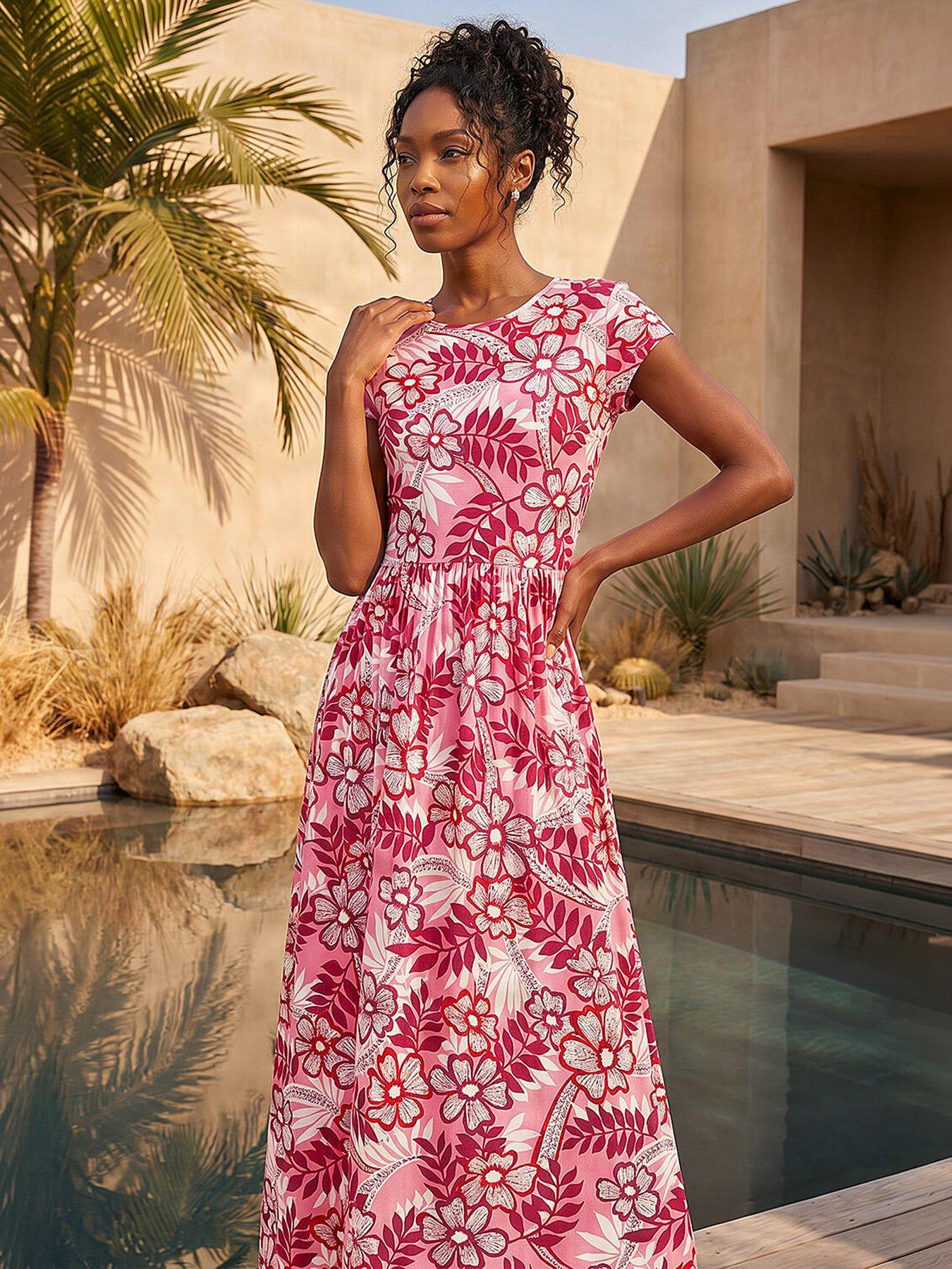 Roman Floral Pocket Midi Dress