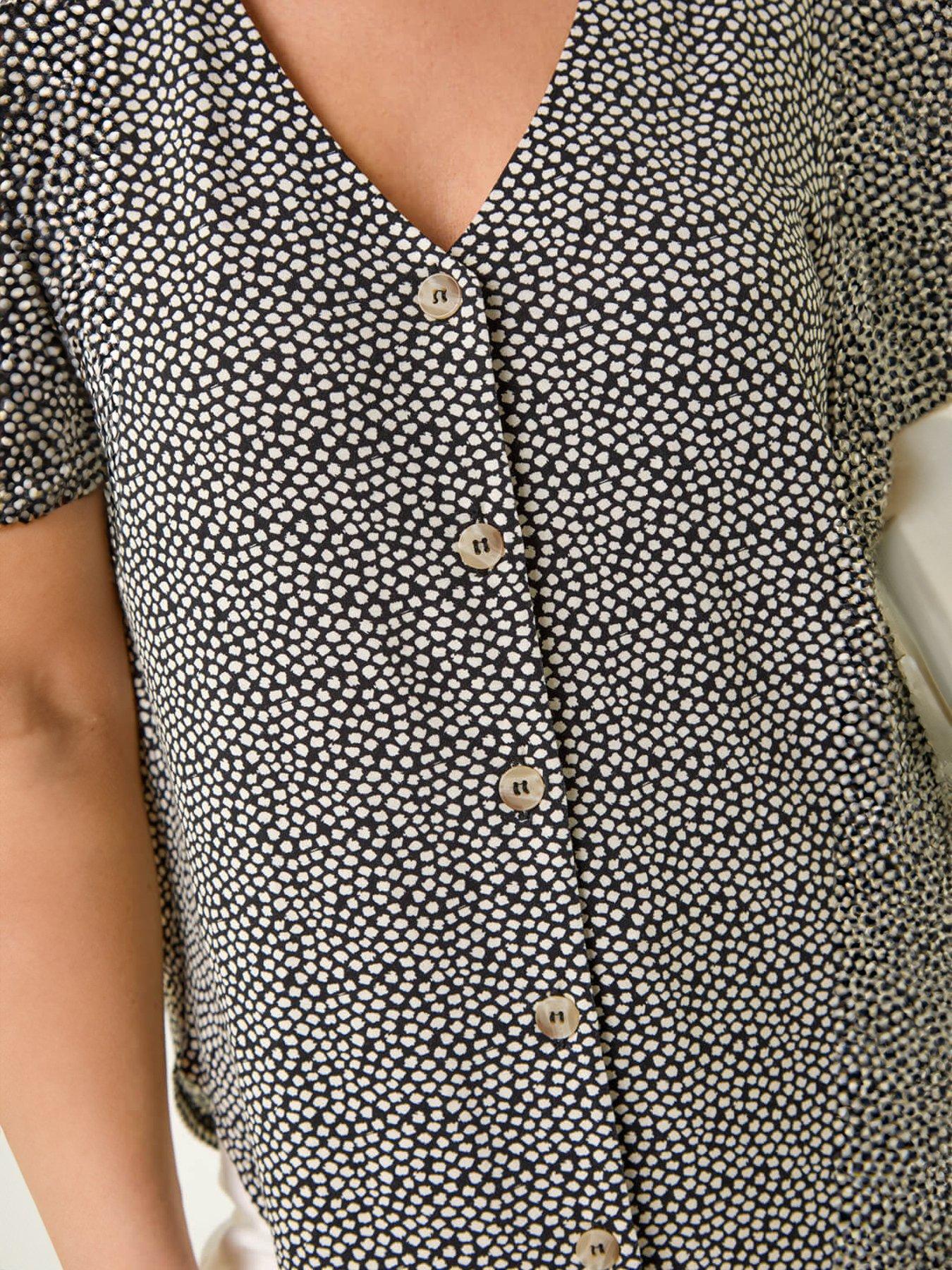 Image 5 of 5 of Roman Petite Spot V-neck Stretch Blouse