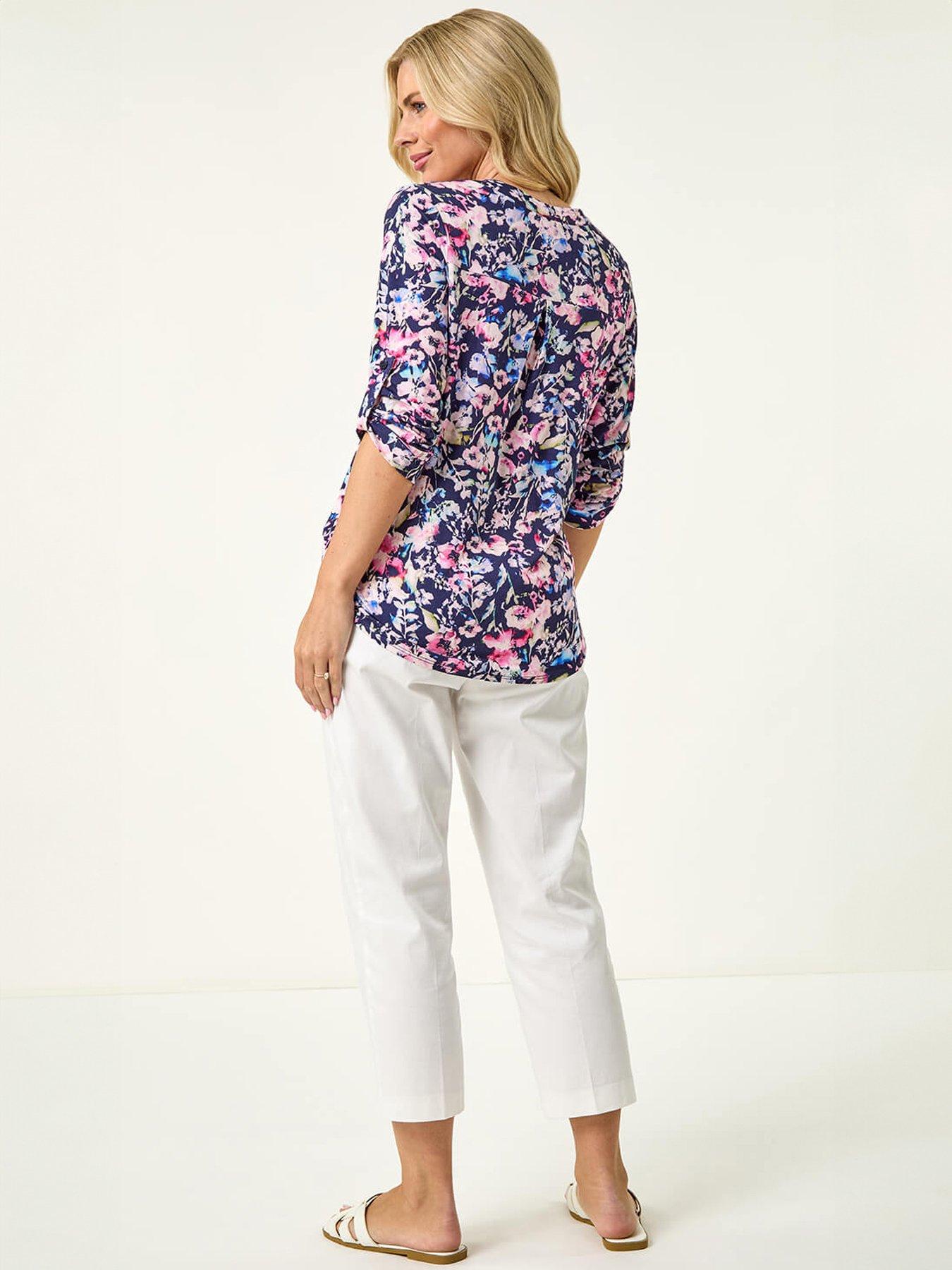 roman-petite-floral-print-button-stretch-shirtstillFront