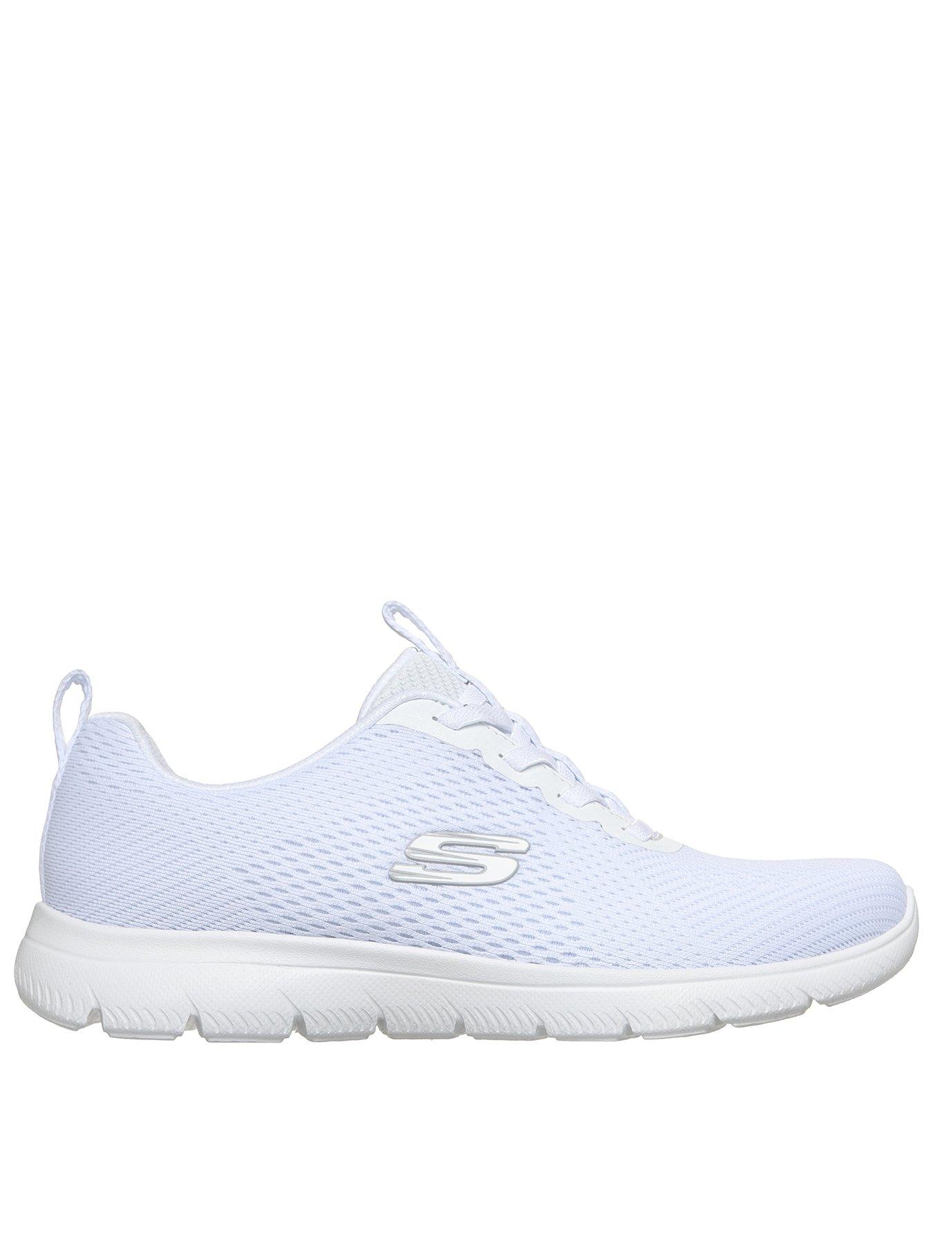 Skechers Summits Fresh Vision Engineered Mesh Flat Bungee Slip-On Trainers - White