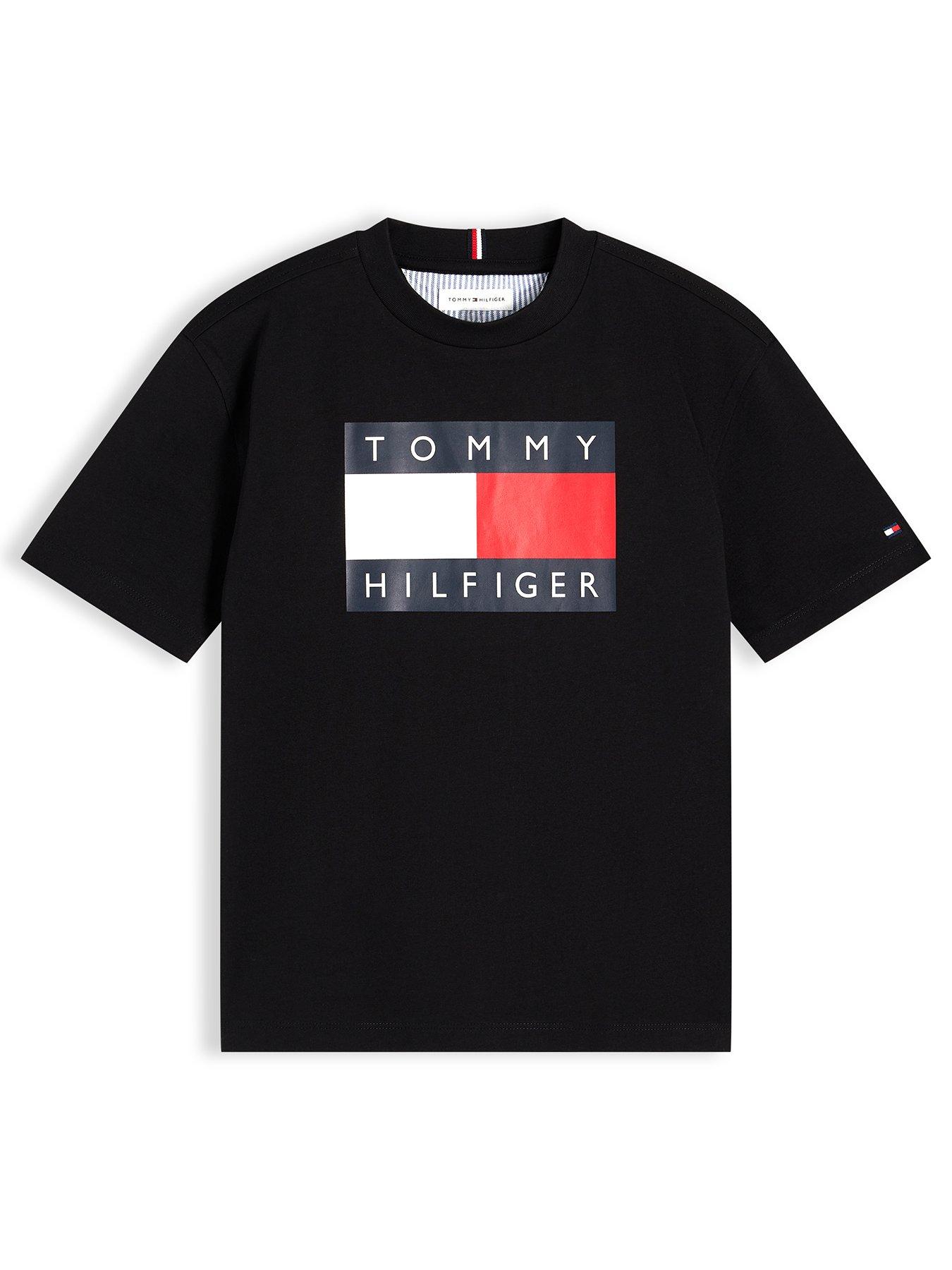 Tommy Hilfiger Boys Heritage Printed Flag Short Sleeve T-Shirt - Black