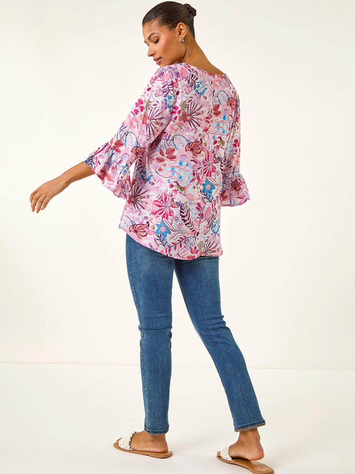 roman-floral-flare-sleeve-topstillFront