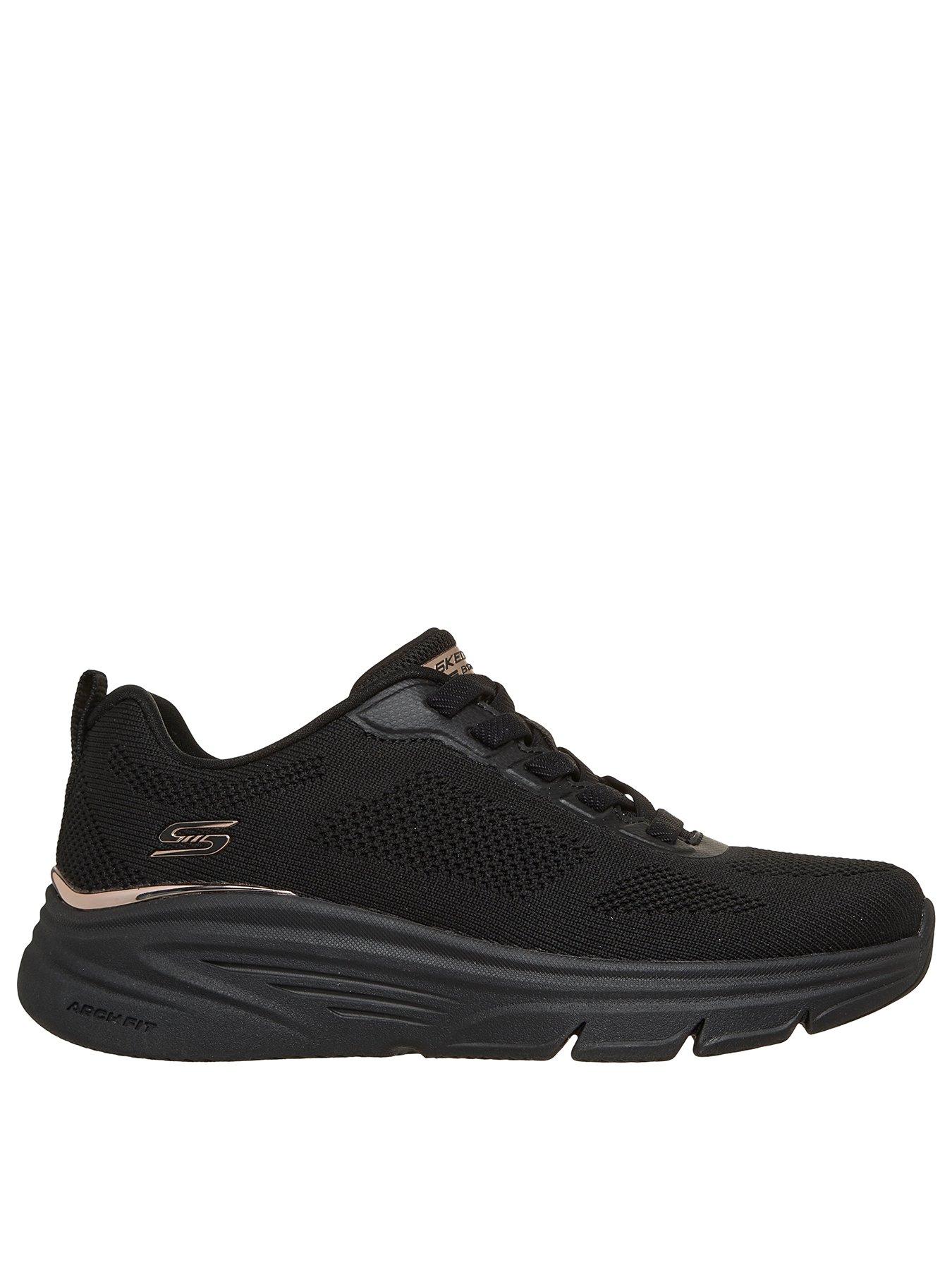 Skechers Women's BOBS Sport Arch Fit Elev8 Sneaker in Black, Size 6, Vegan, Machine Washable