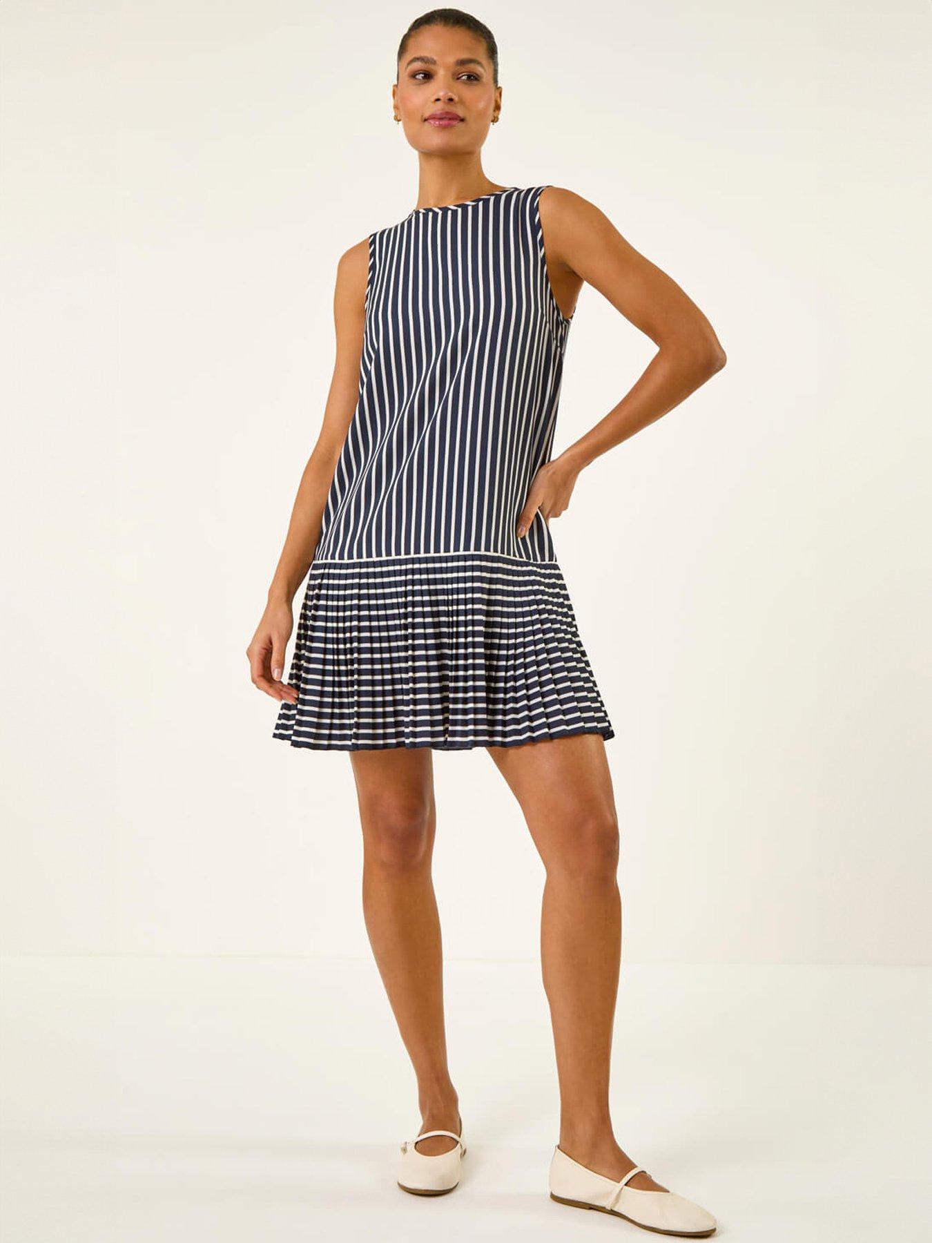 roman-stripe-print-pleated-a-line-dressback