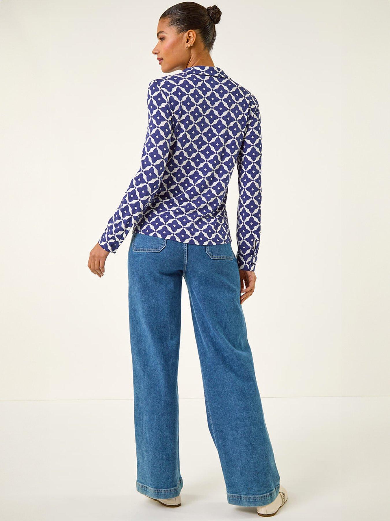 Image 2 of 5 of Roman Geo Print Stretch Mock Shirt