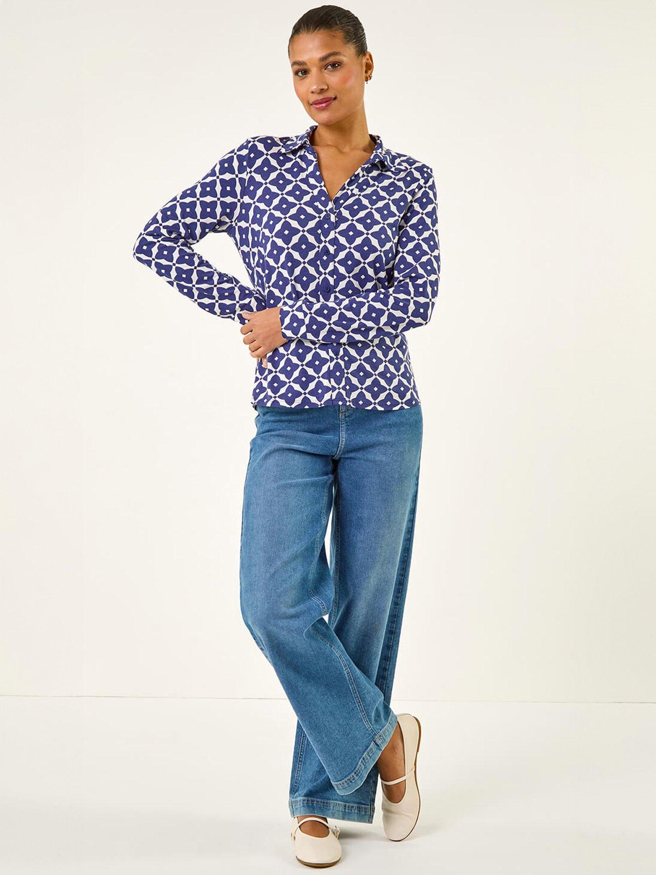 Image 3 of 5 of Roman Geo Print Stretch Mock Shirt