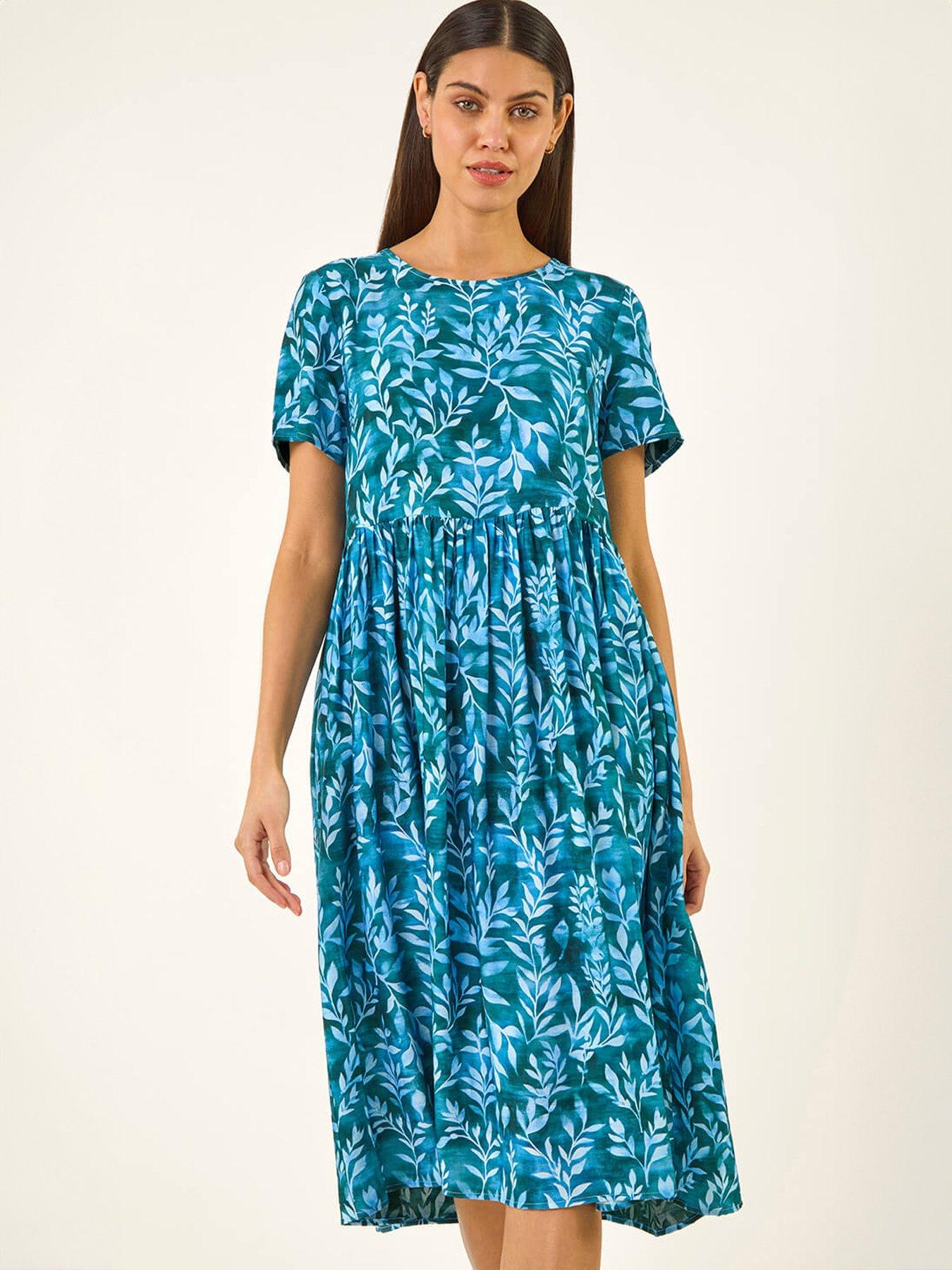 roman-leaf-print-smock-midi-dressfront