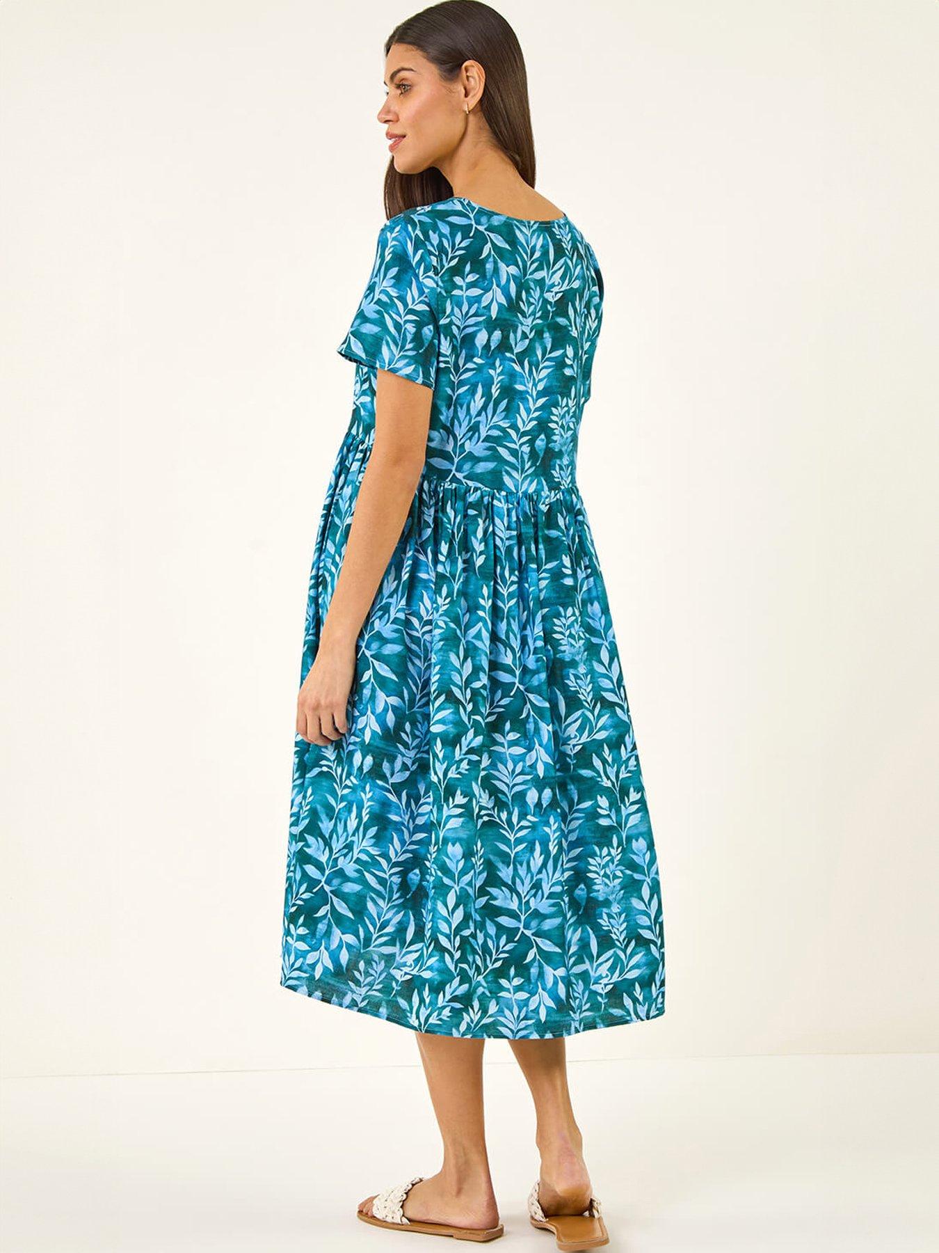 roman-leaf-print-smock-midi-dressstillFront
