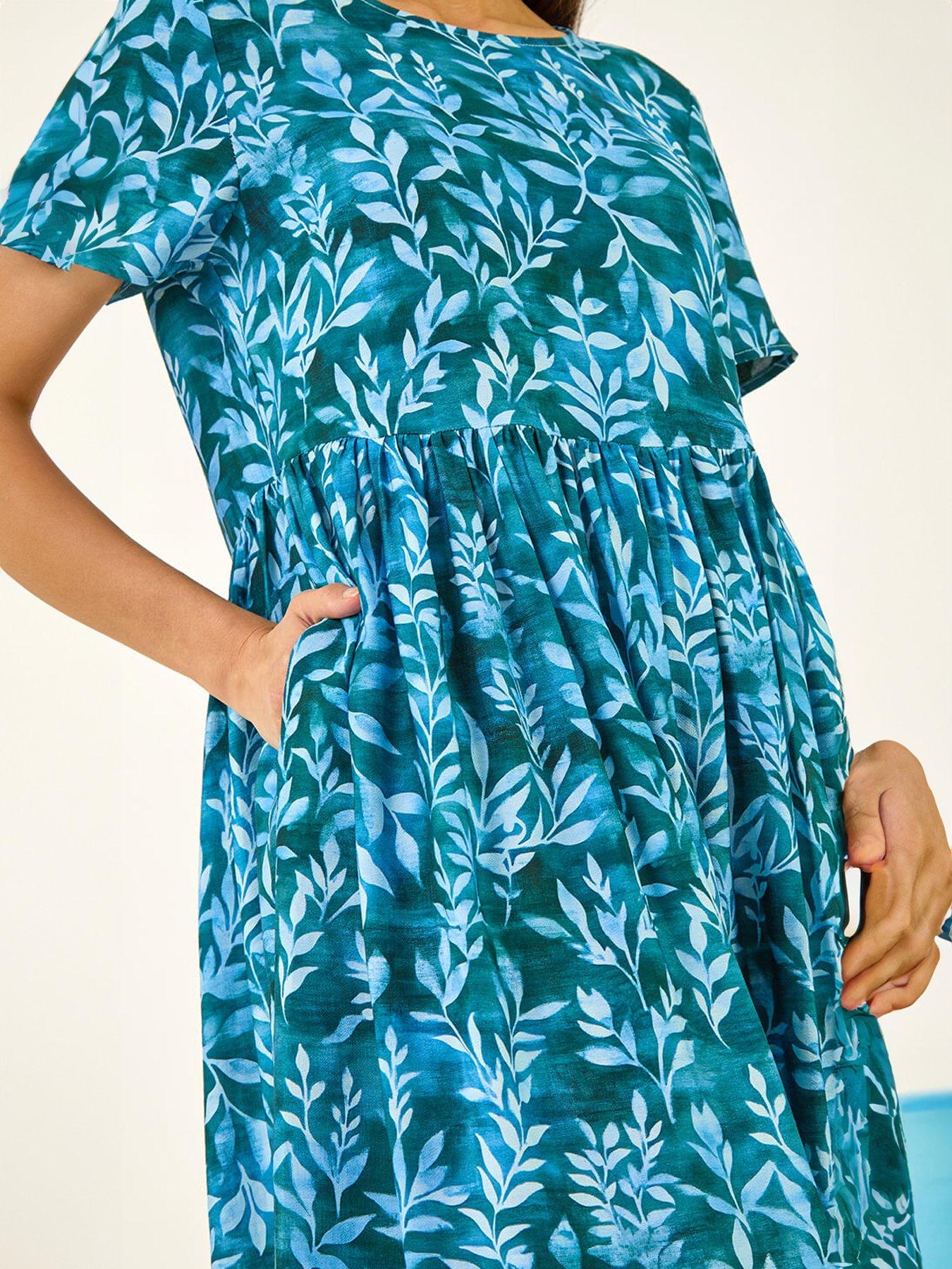 roman-leaf-print-smock-midi-dressdetail