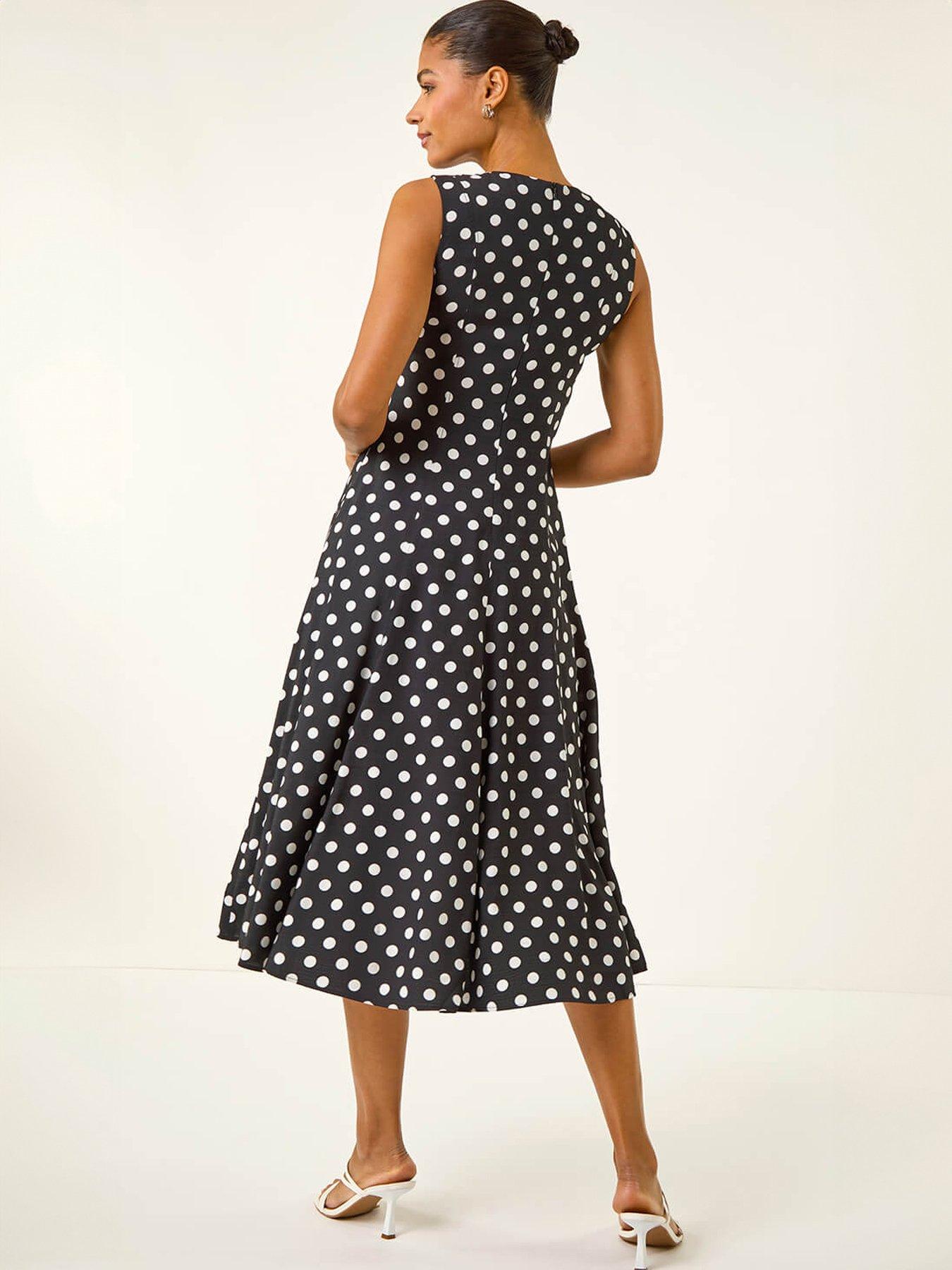 Roman Spot Print Panel Midi Dress
