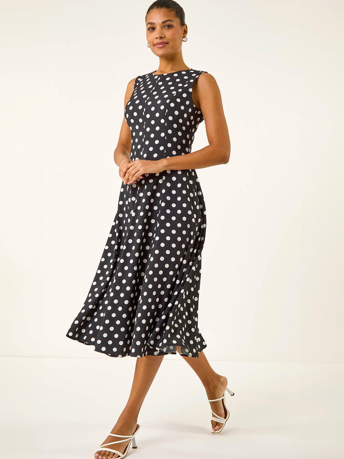 Image 2 of 4 of Roman Spot Print Panel Midi Dress