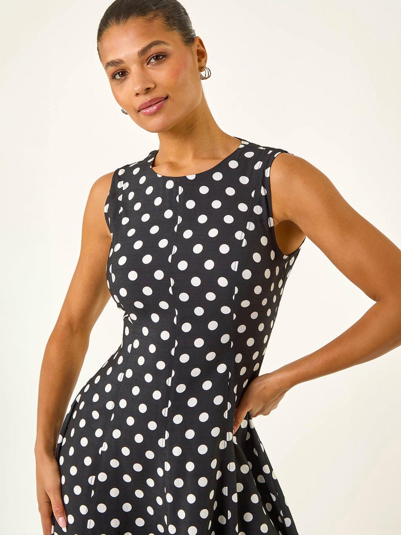 Image 3 of 4 of Roman Spot Print Panel Midi Dress