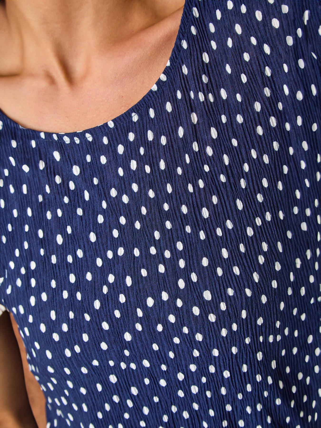 Image 5 of 5 of Roman Petite Spot Print Crinkle Midi Dress