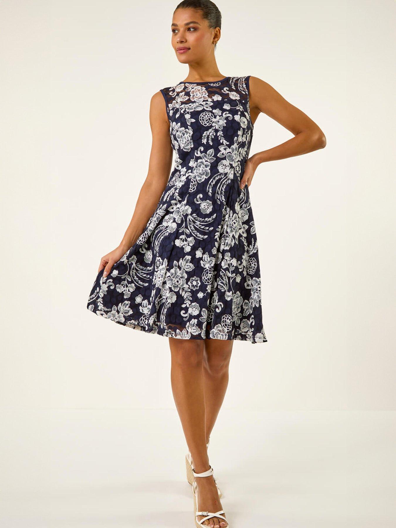 Image 3 of 5 of Roman Floral Print Lace Stretch Dress