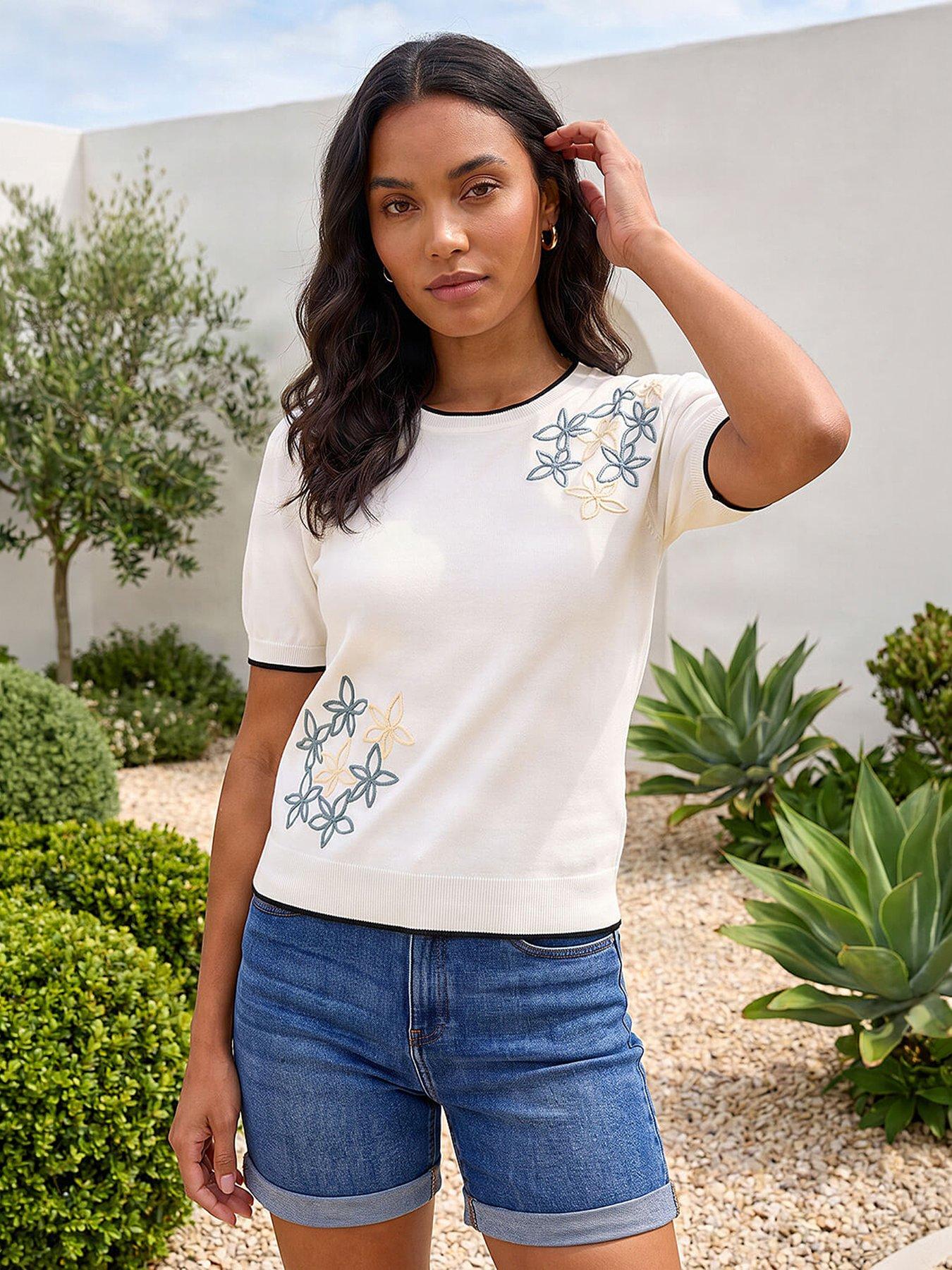Roman Floral Knit Tee