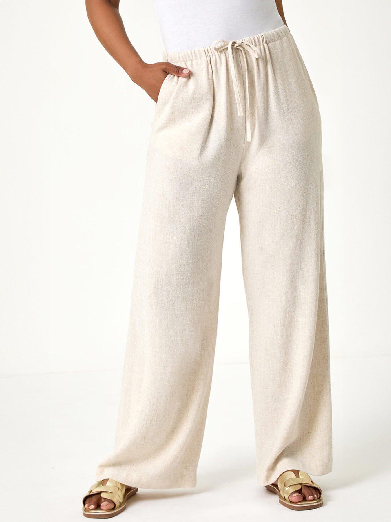 Roman Petite Linen Mix Wide Leg Trouser