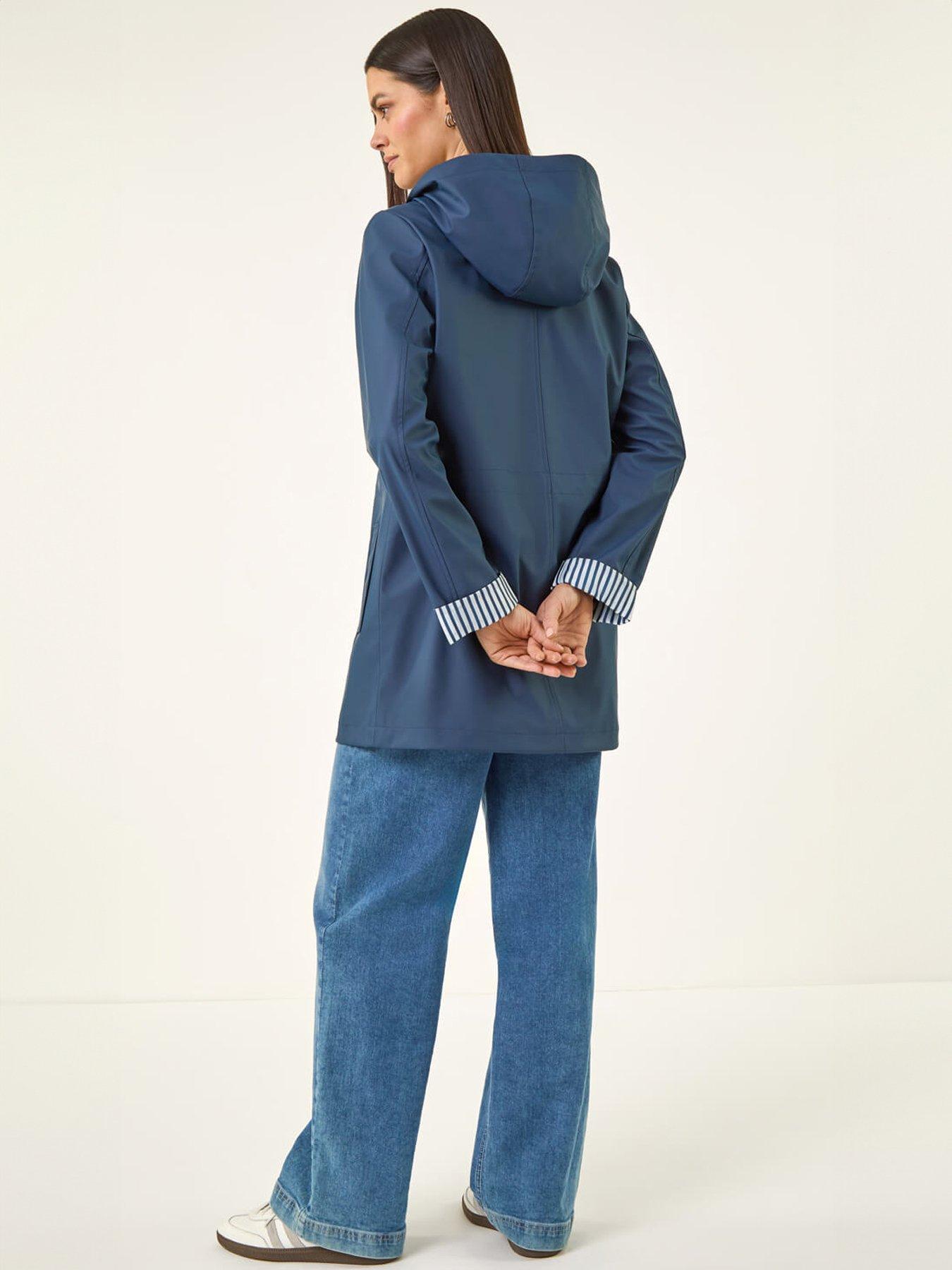 Image 2 of 5 of Roman Hooded Stripe Rainmac Jacket