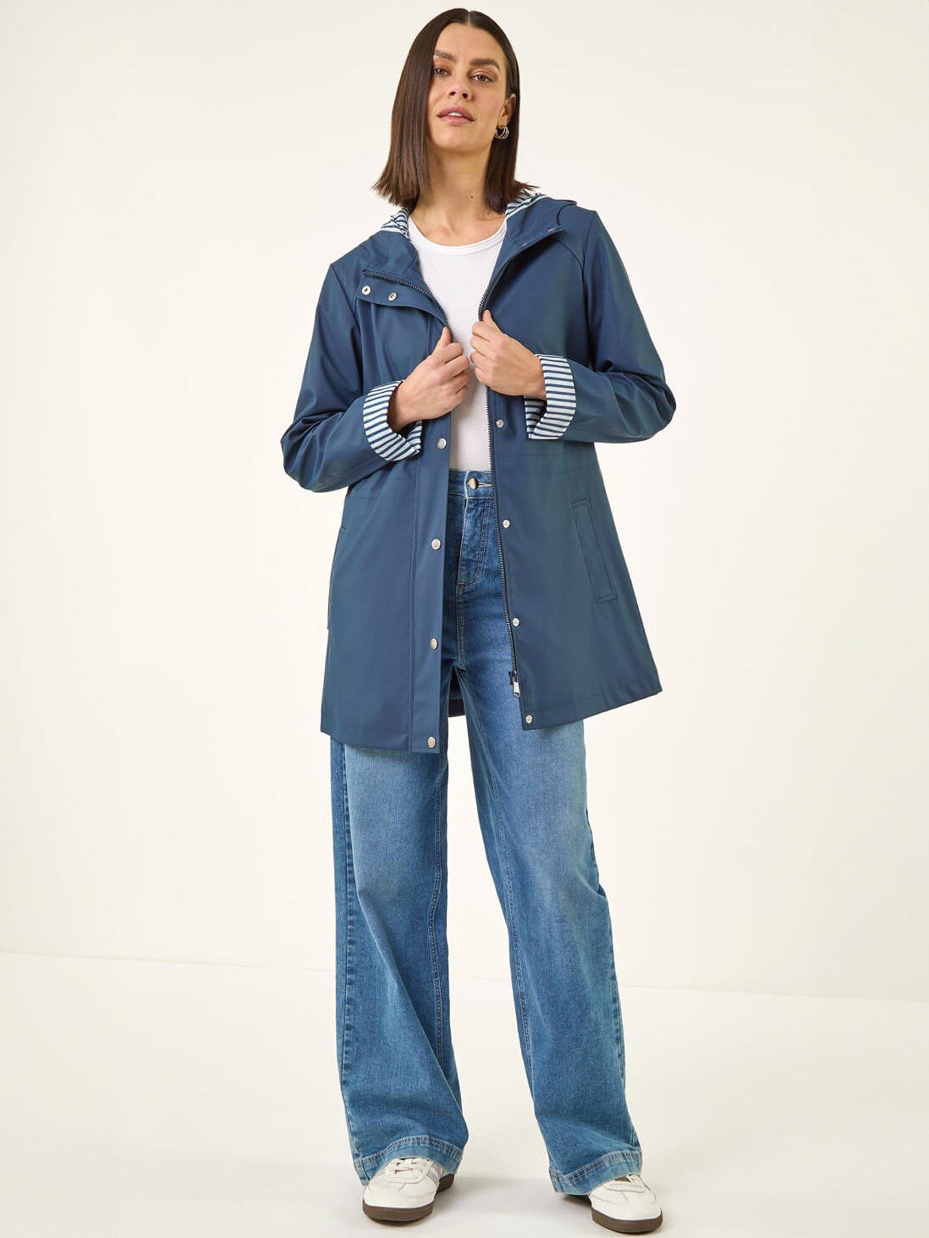 Image 3 of 5 of Roman Hooded Stripe Rainmac Jacket