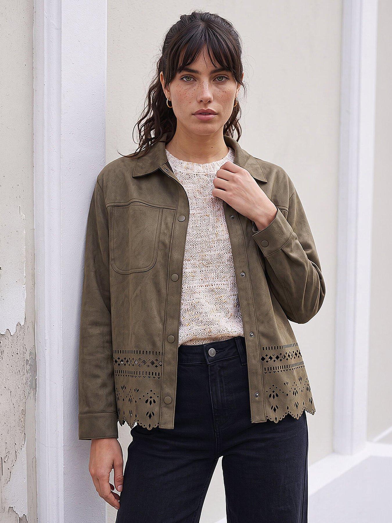 Roman Faux Suede Cut Out Shacket