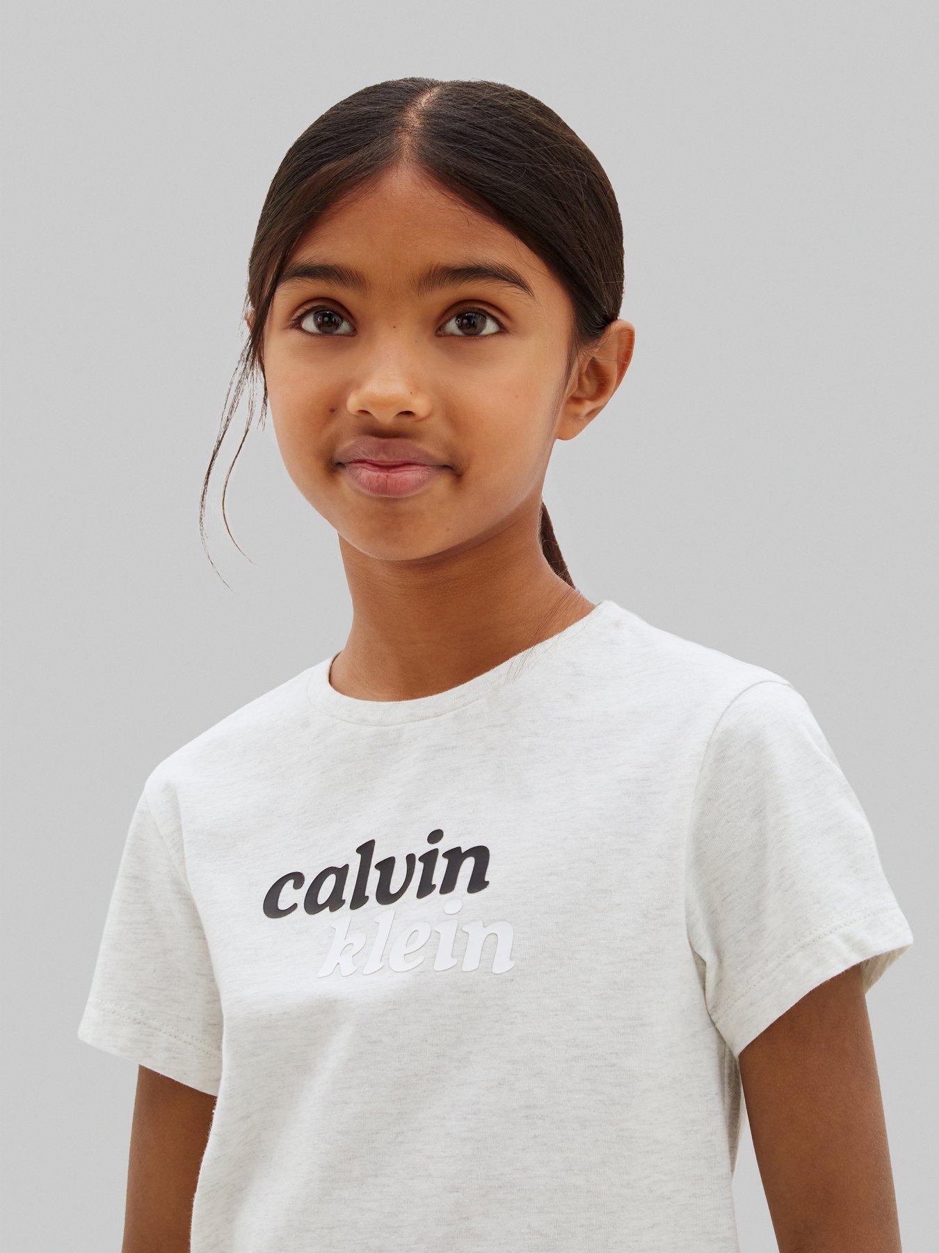 Calvin Klein Jeans Girls Slim Fit Short Sleeve T-Shirt - Grey