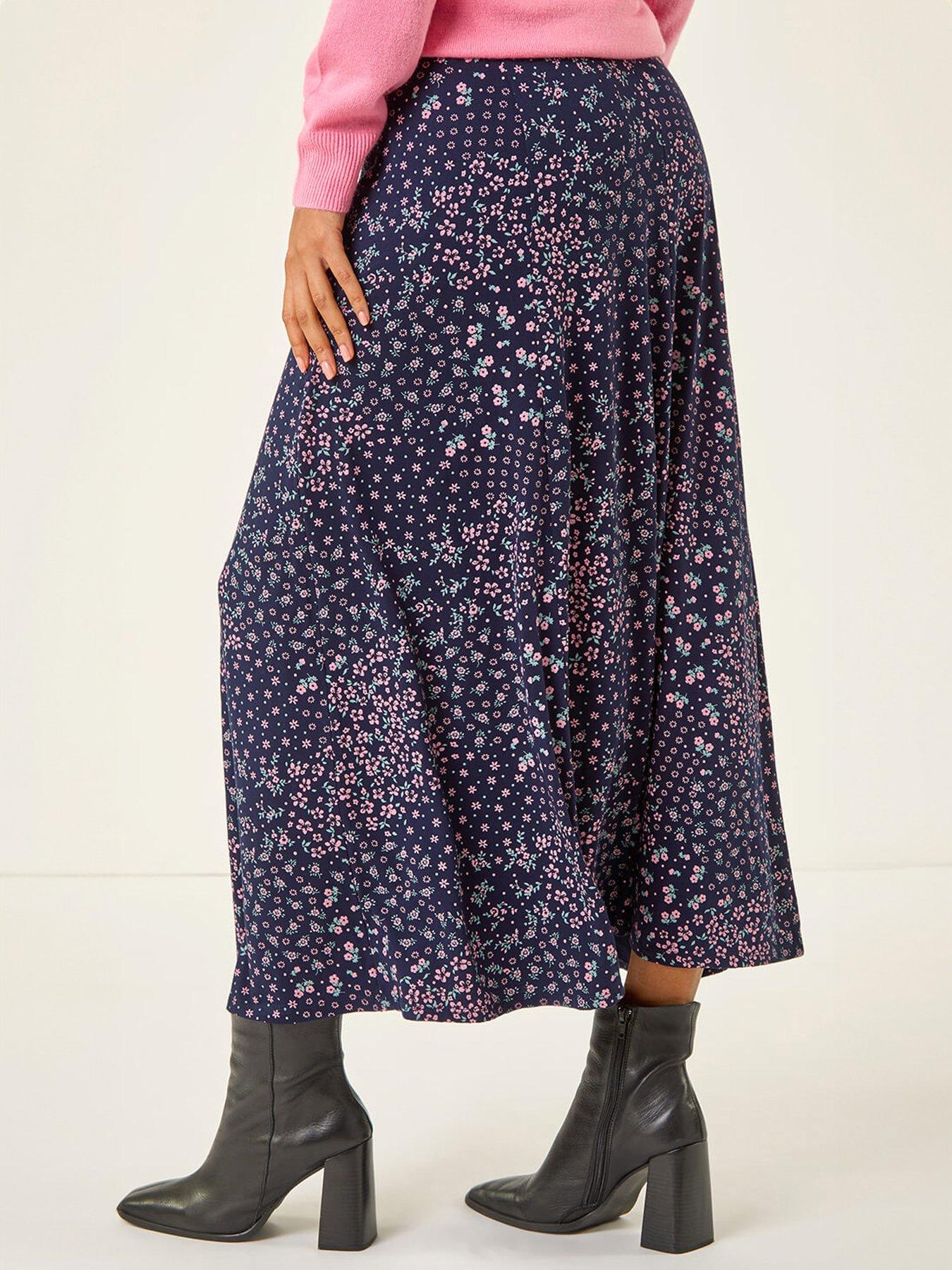 roman-linear-floral-print-stretch-midi-skirtstillFront