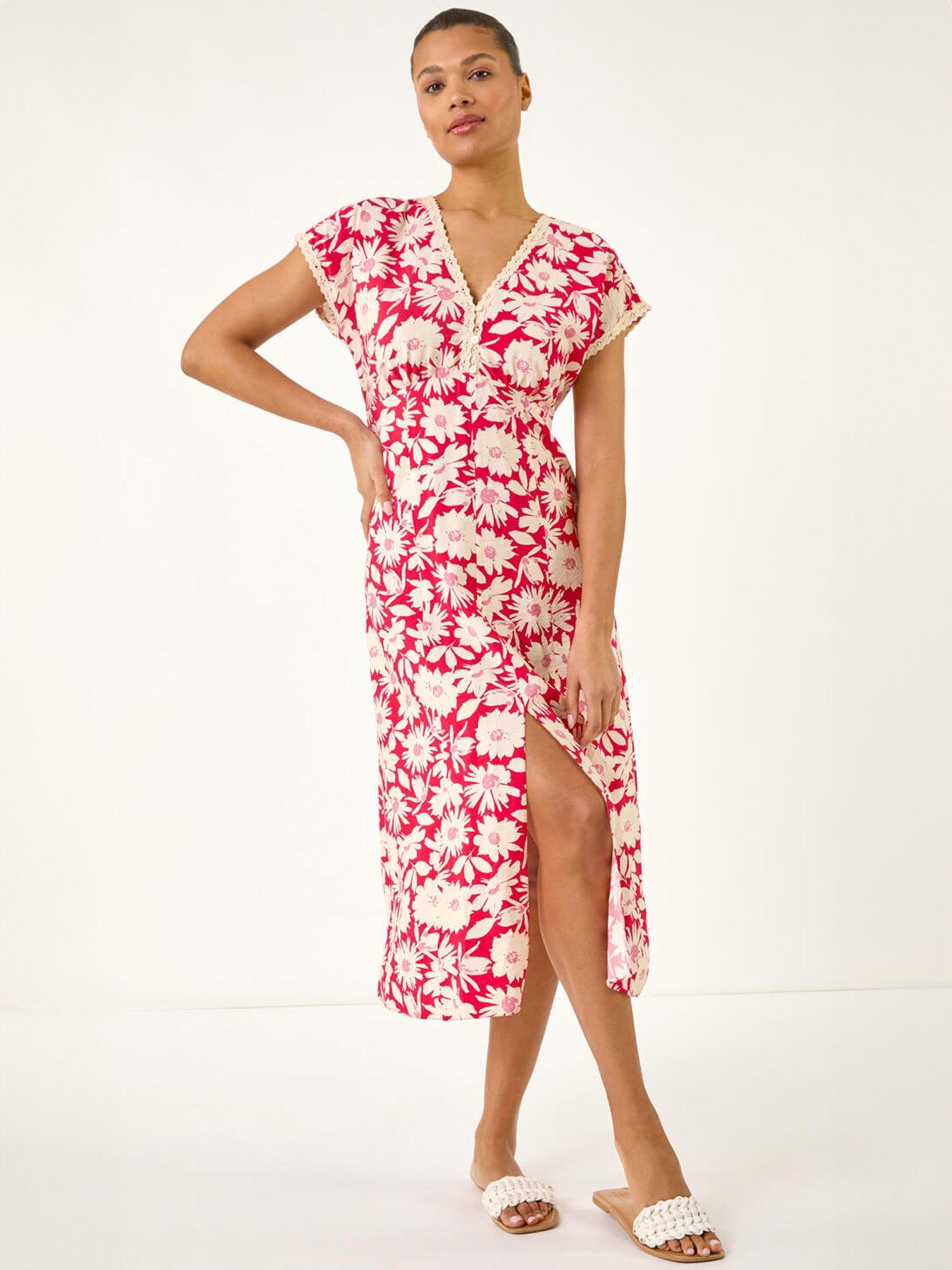 roman-daisy-print-lace-trim-midi-dressback