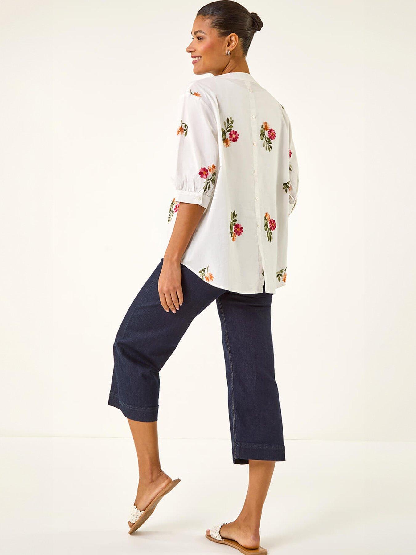 roman-floral-embroidered-v-neck-blousestillFront