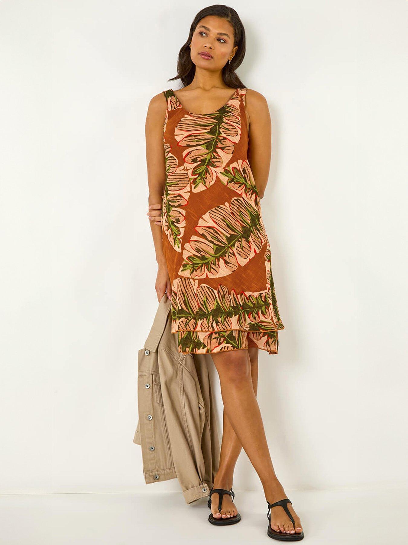 roman-leaf-print-double-layer-dressback