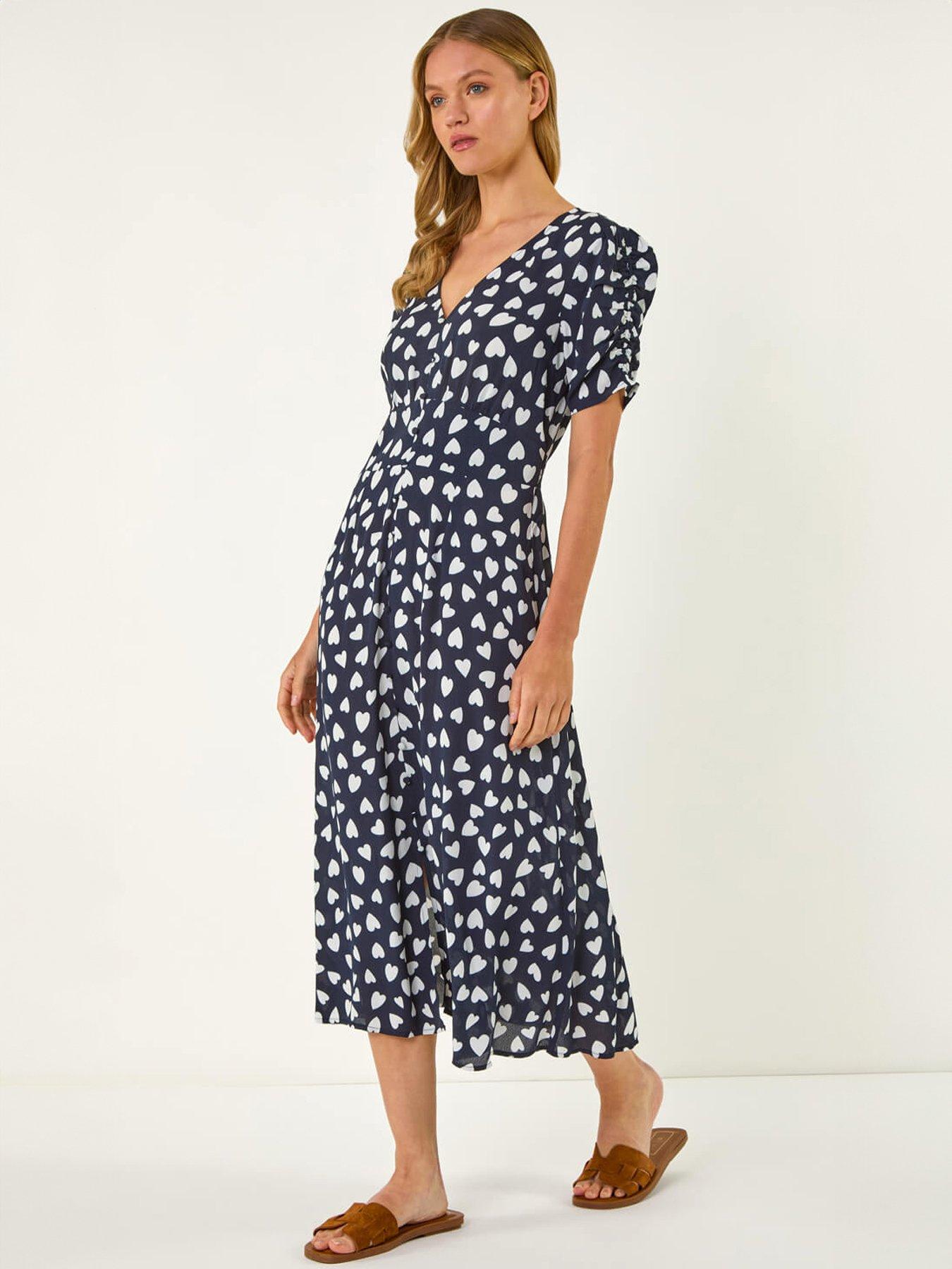 roman-heart-print-ruched-midi-dressback