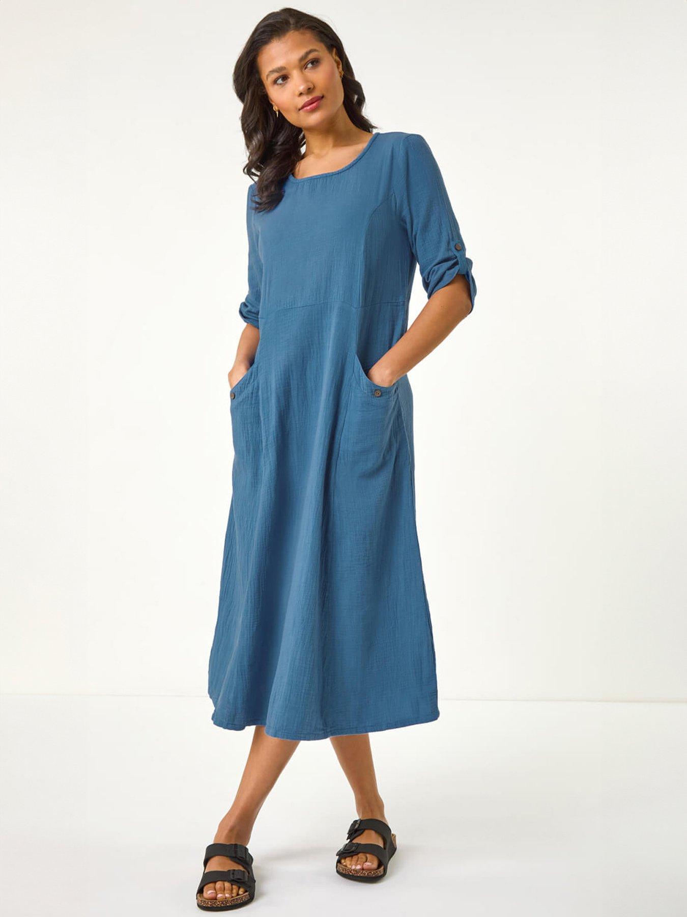 roman-textured-a-line-midi-dressfront