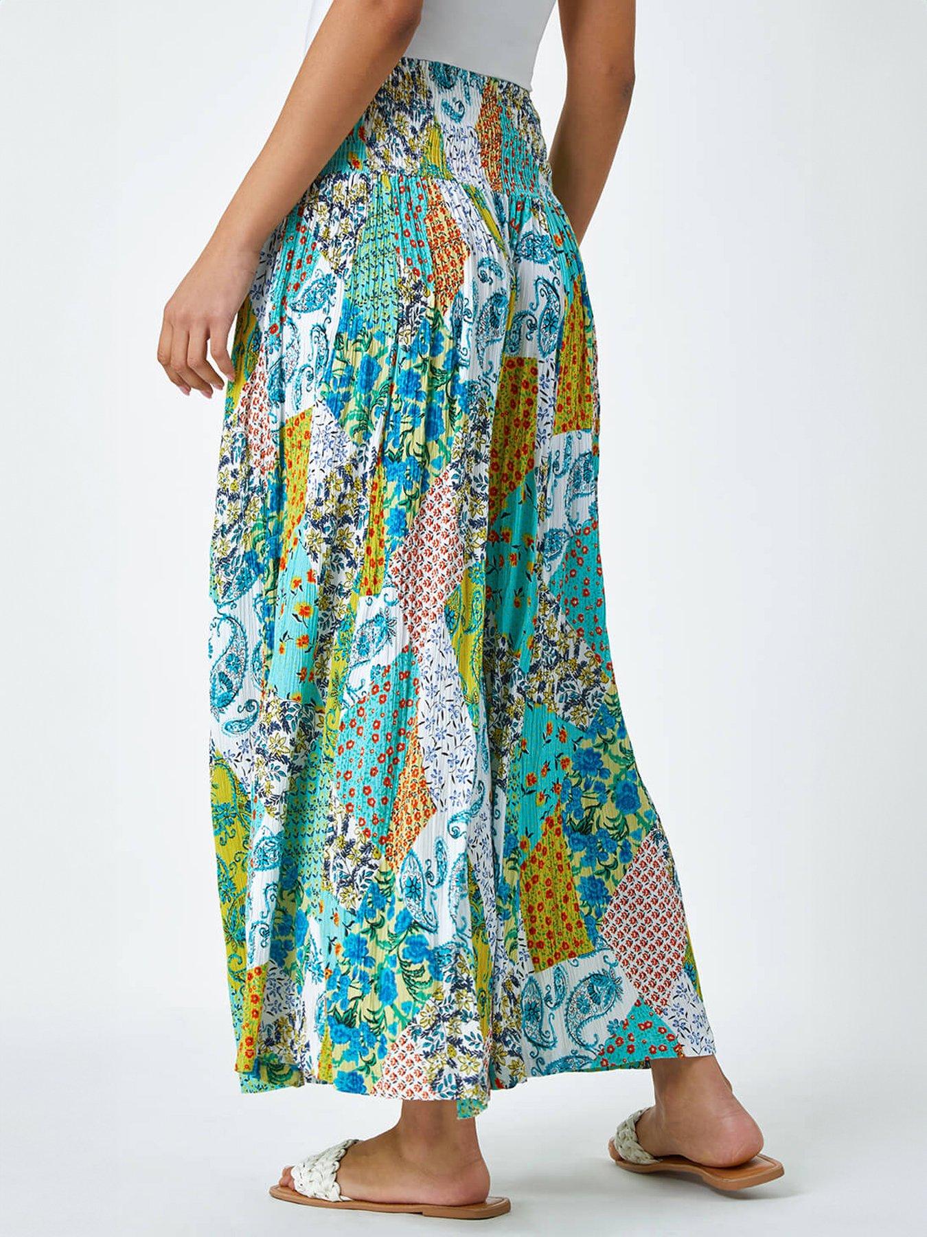 Image 2 of 5 of Roman Paisley Elasticated Stretch Palazzo Trousers