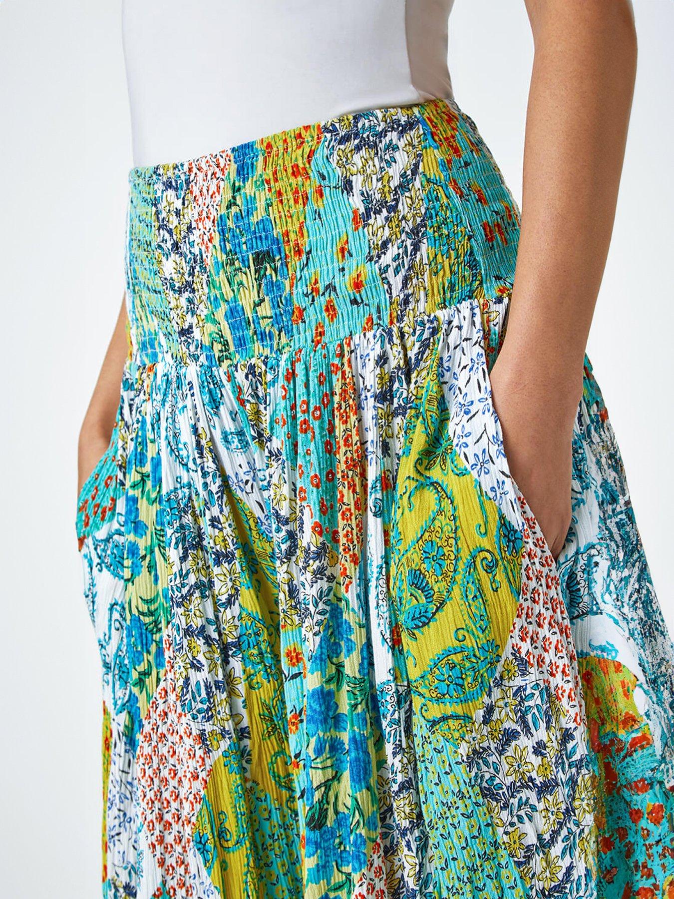 Image 5 of 5 of Roman Paisley Elasticated Stretch Palazzo Trousers