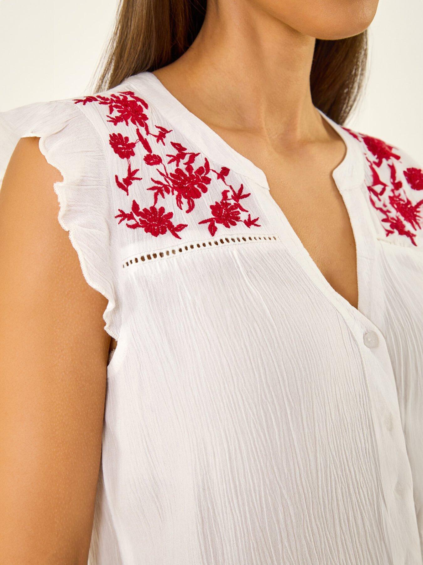 Image 5 of 5 of Roman Floral Embroidered Blouse