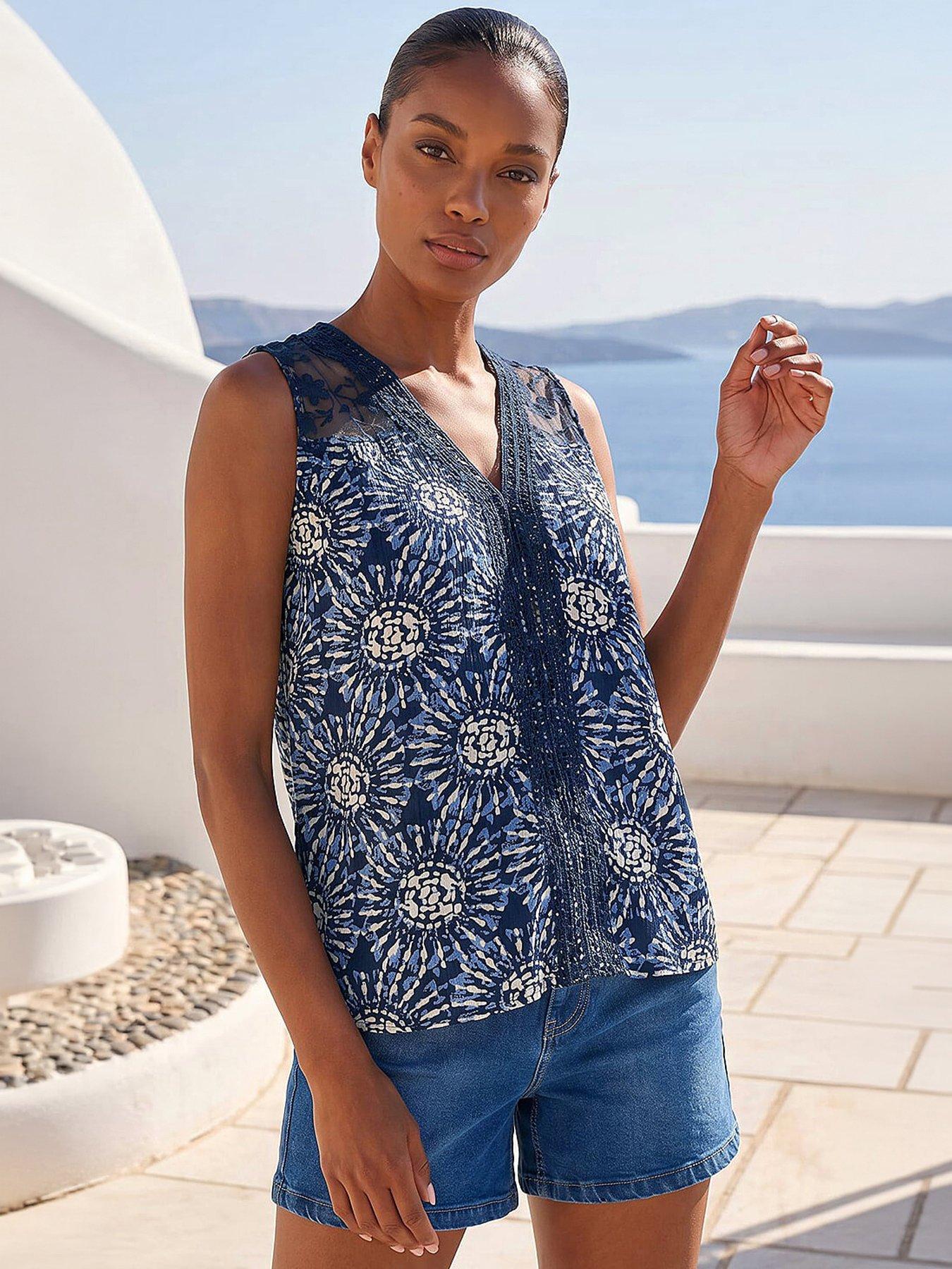 Roman Tie Dye Lace Detail Vest